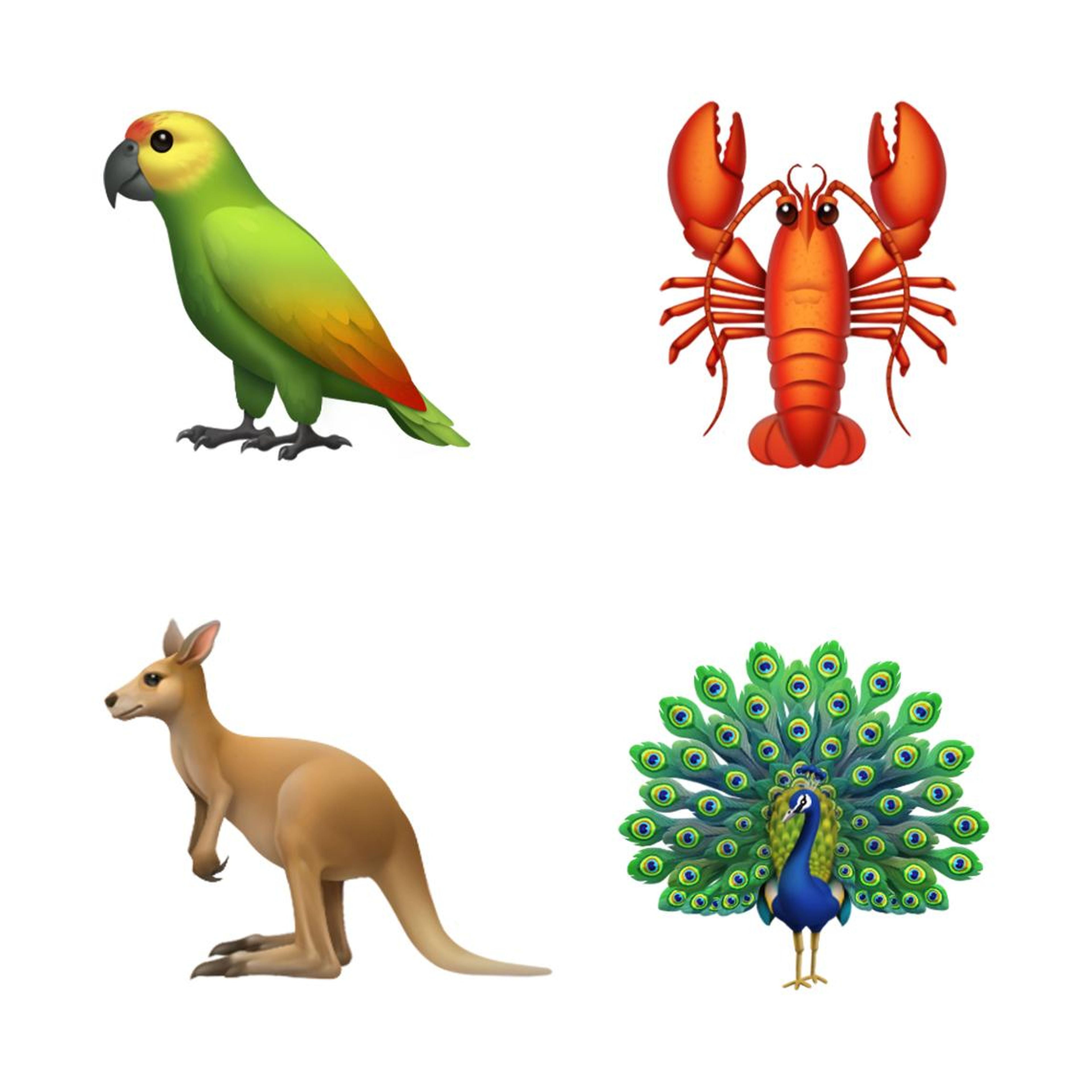 We'll be getting some new animals, too — the new set of emoji includes a lobster, peacock, kangaroo, parrot, and more.