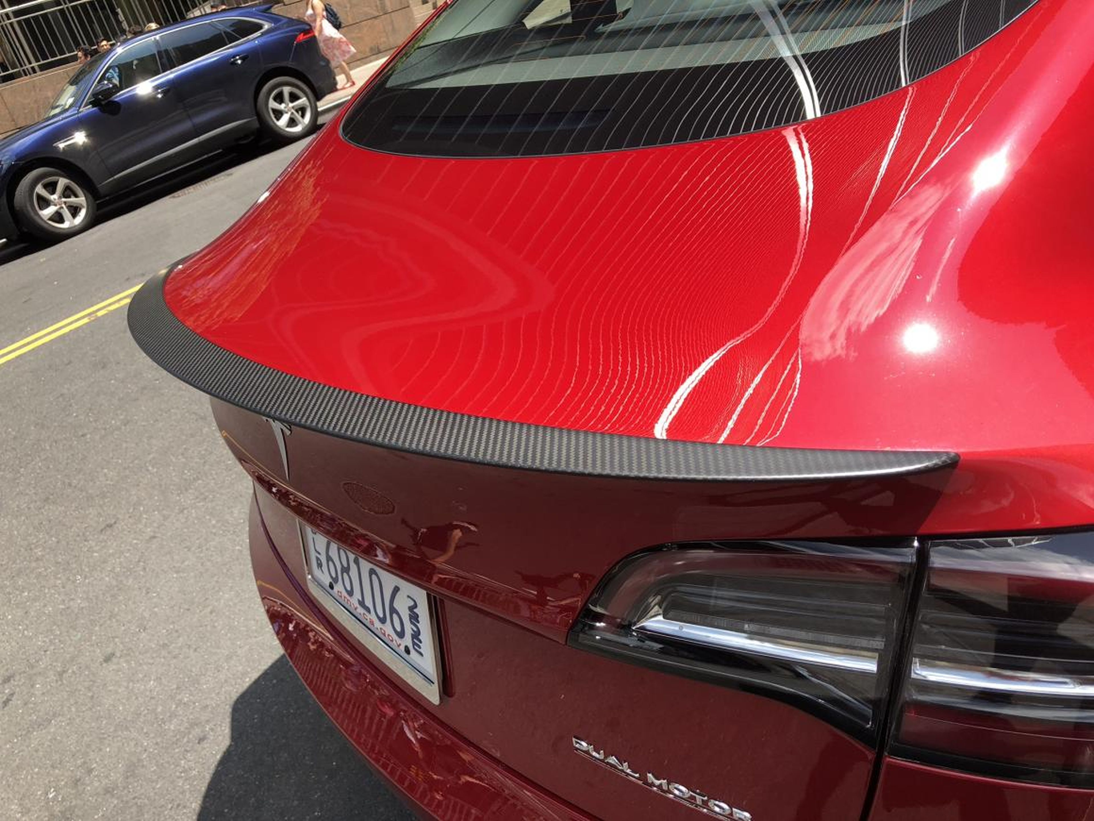 8. The Tesla Model 3 Performance also gets some goodies the standard Model 3 doesn't, including lowered suspension for better handling, a carbon-fiber spoiler for better aerodynamics, and aluminum alloy pedals and brakes.
