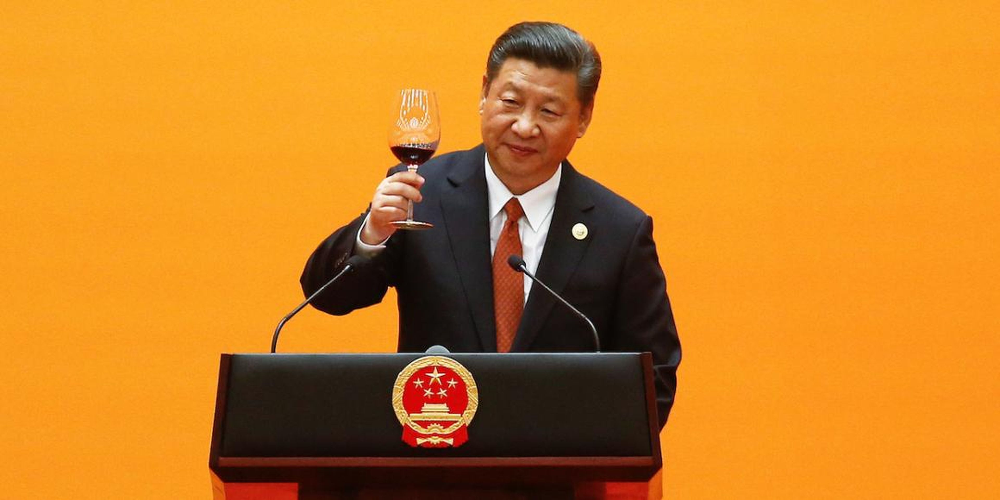 Public disappearances are not unusual in Chinese politics. Here, President Xi Jinping makes a toast at a banquet in Beijing in May 2017.