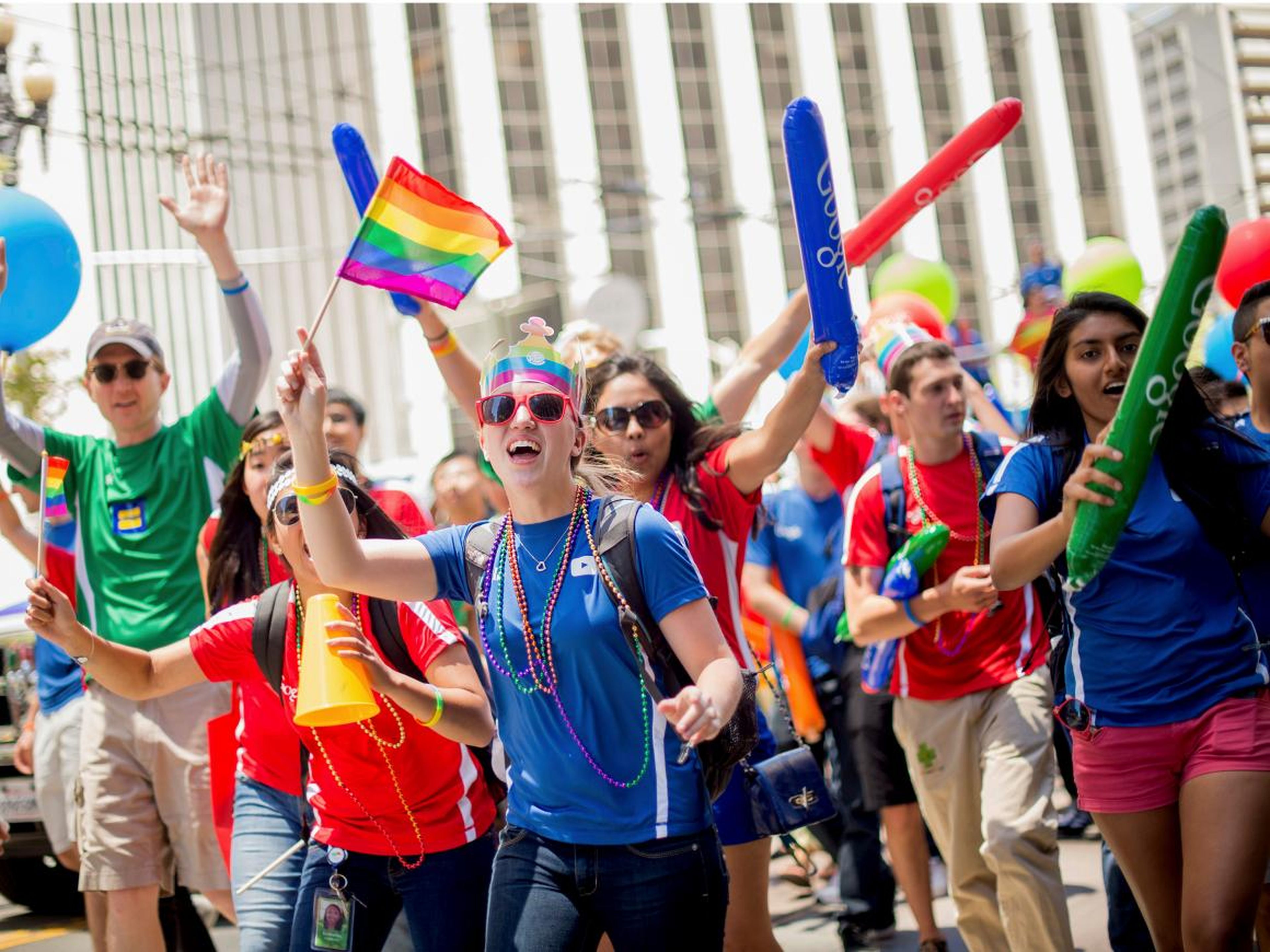 Trabajadores de Google en el desfile del Orgullo en San Francisco
