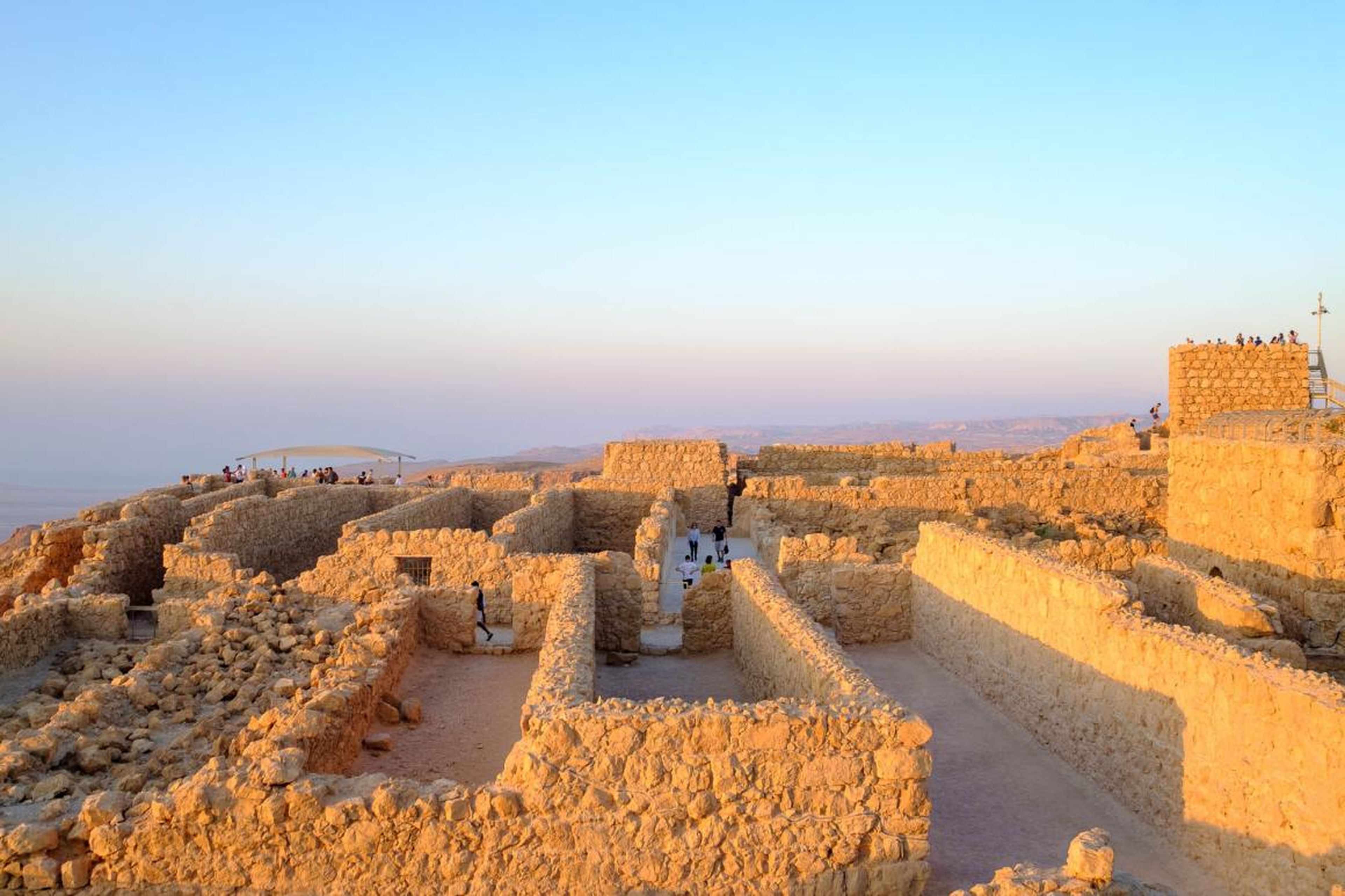 The fortress overlooks the Dead Sea. Walking through the fortress once occupied by King Herod, it becomes apparent why the location was so attractive to the king, both as a defensive position and as a place to relax.