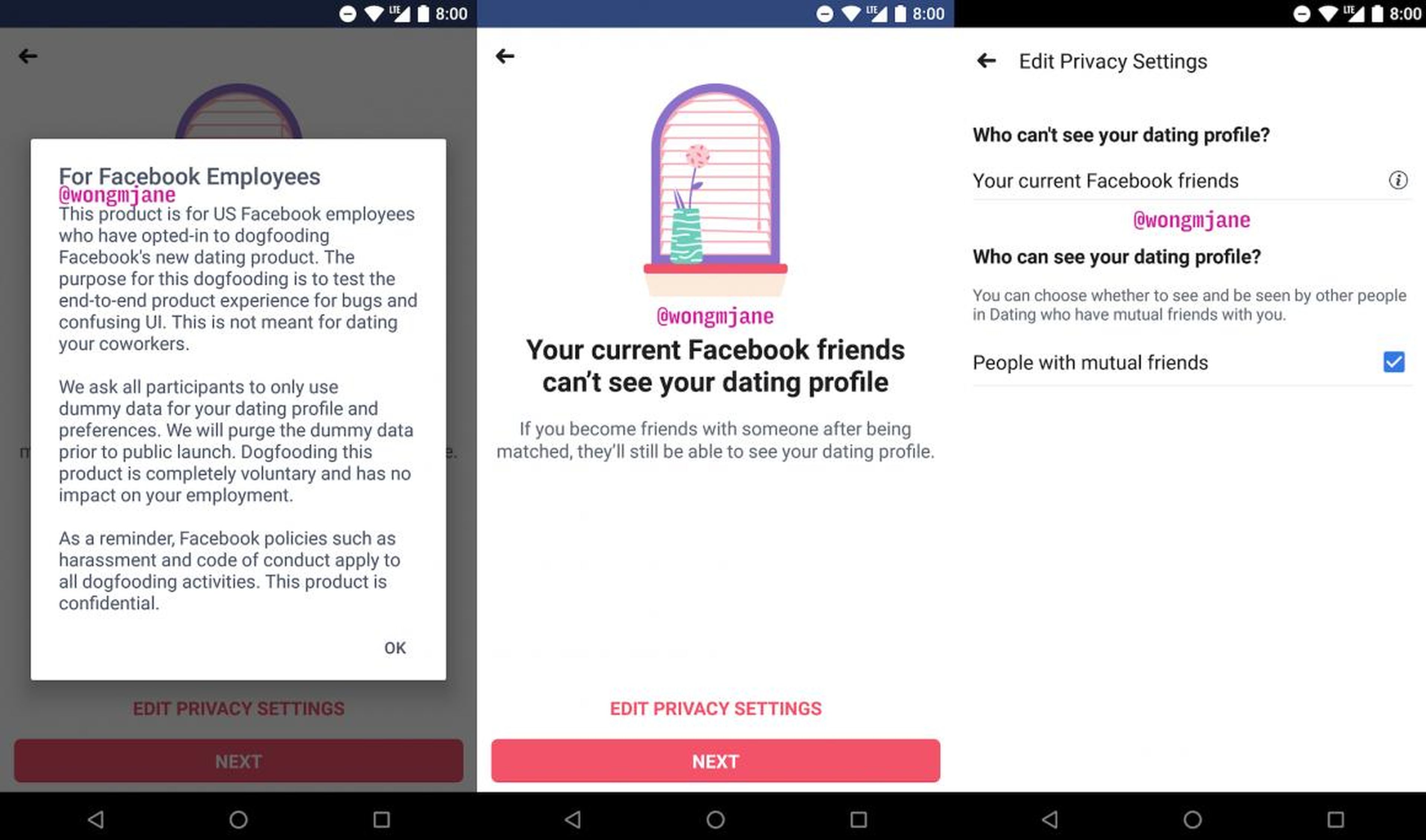 Here's our first look at Facebook's dating feature, now being tested by its employees