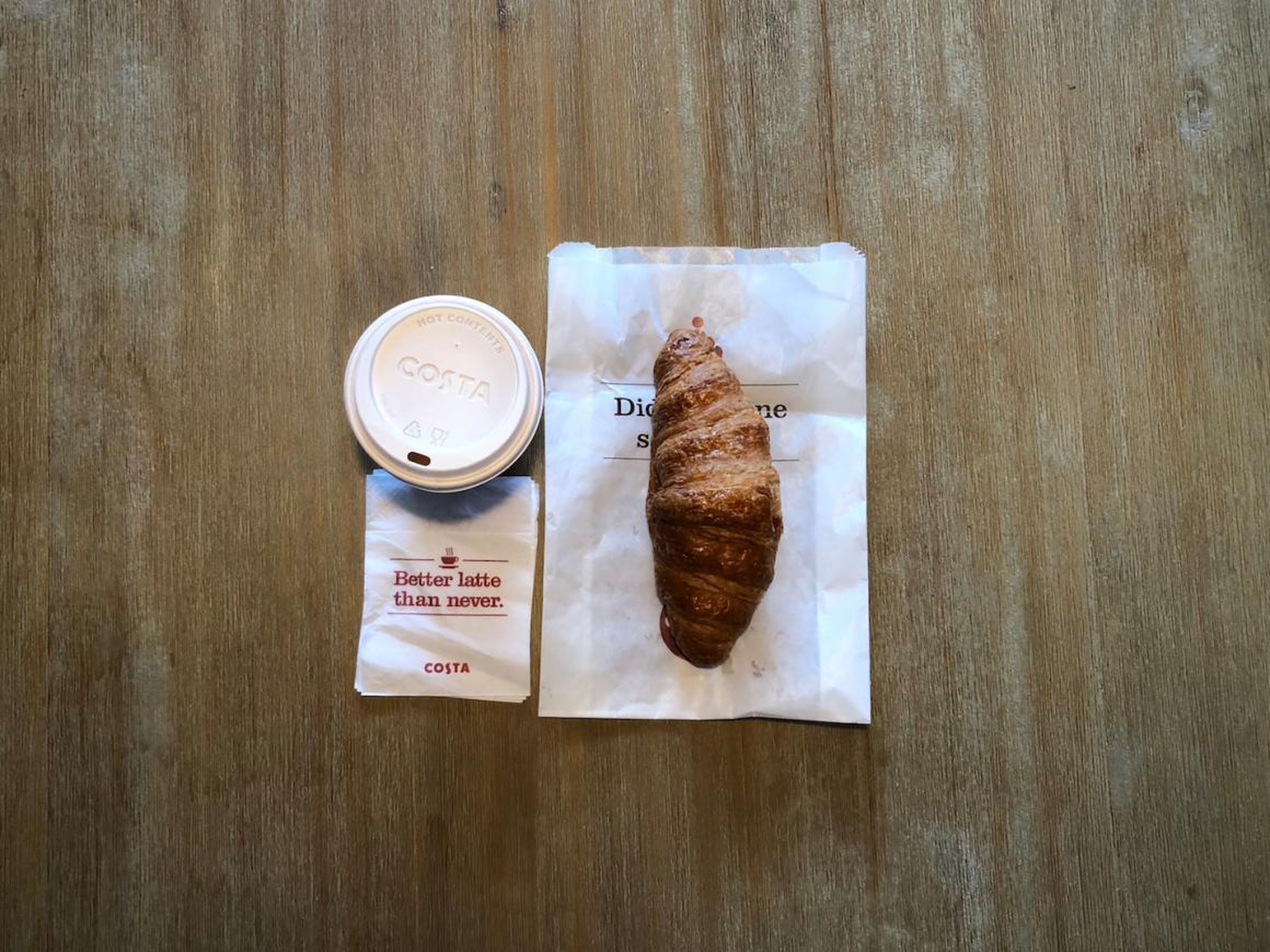 I ordered a flat white and a croissant, which came to £3.70 ($4.80).