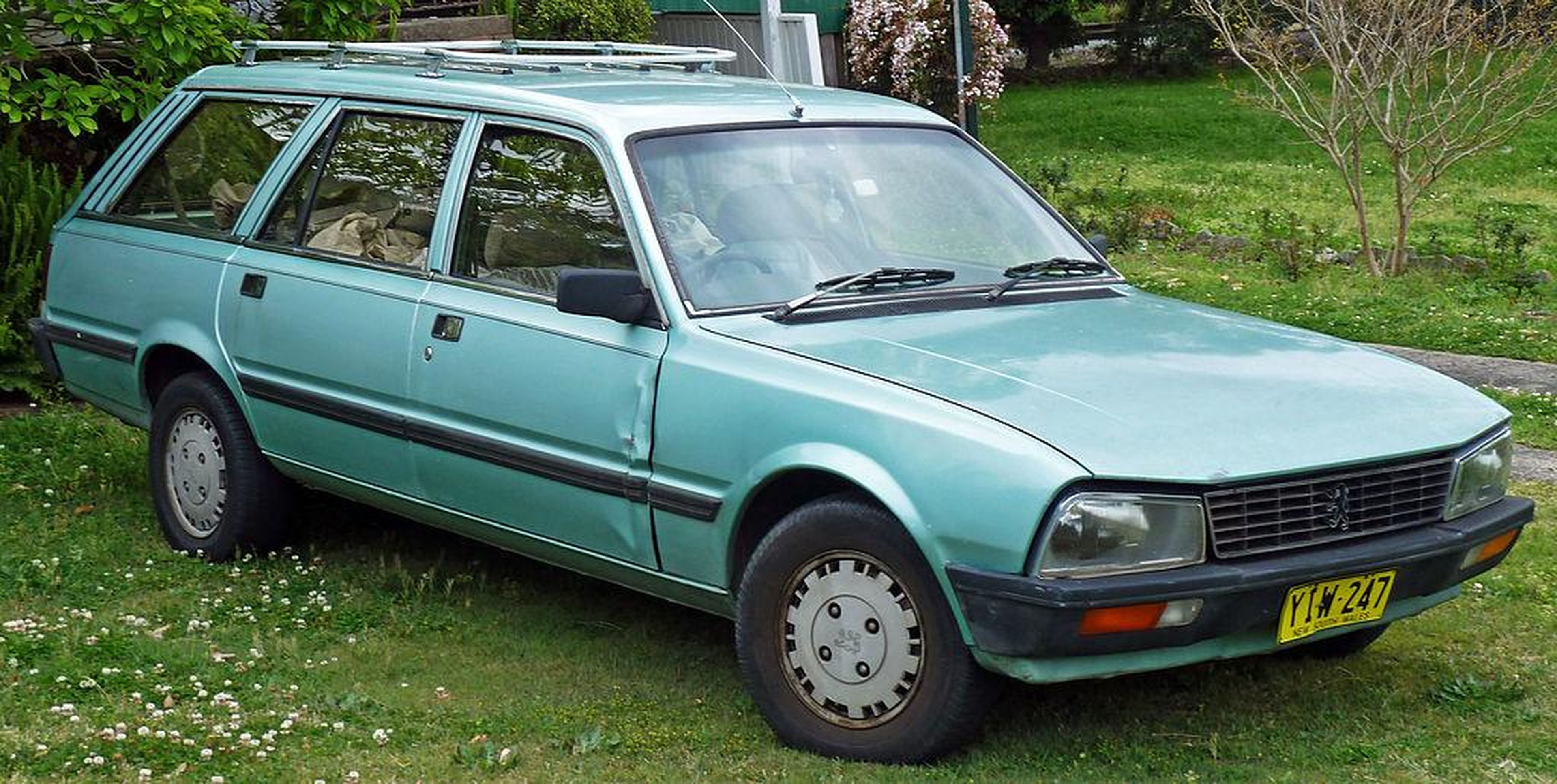 An early employee owned a blue Peugeot station wagon like this one.