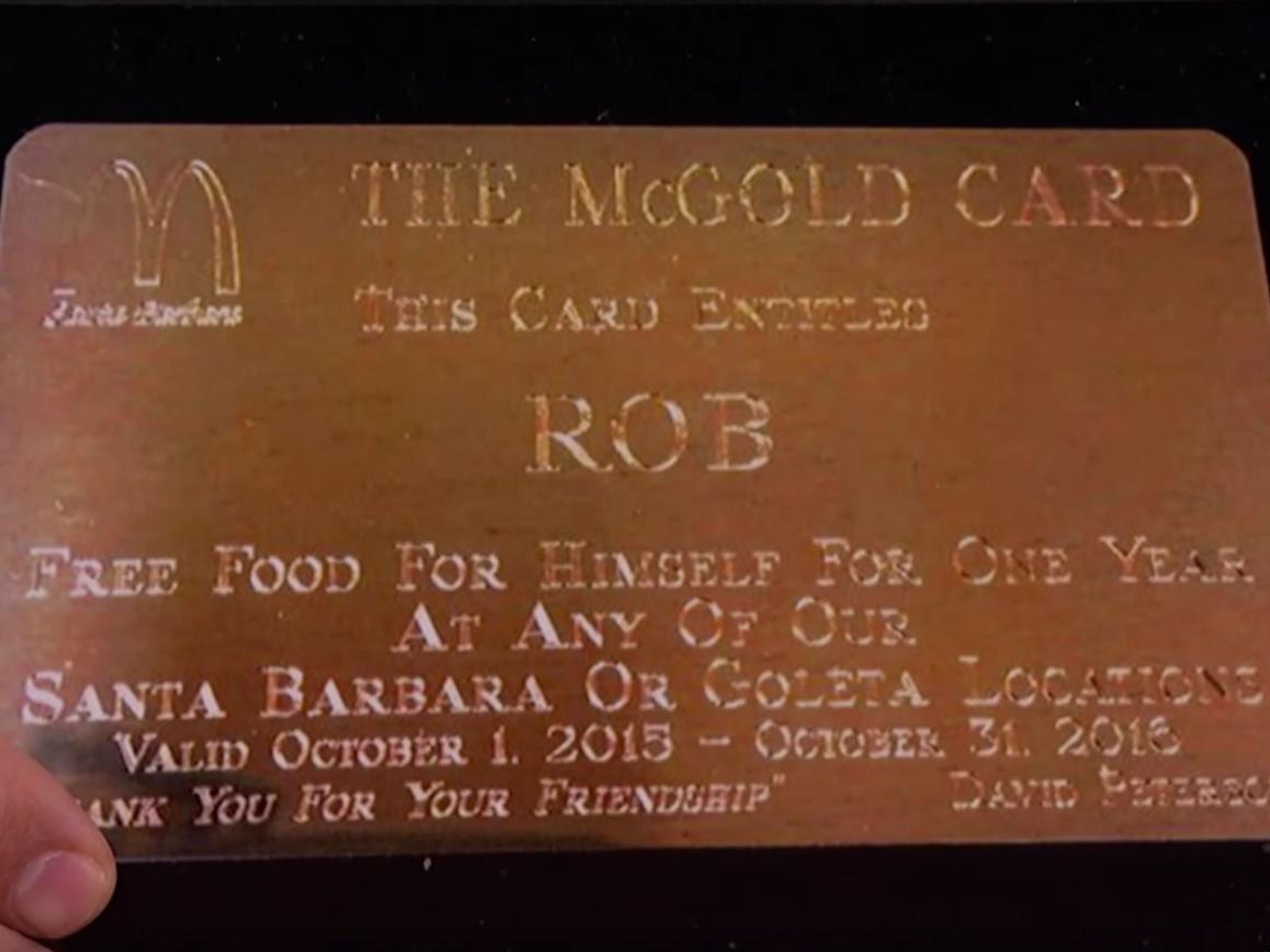 La tarjeta de oro de McDonald's de Rob Lowe.