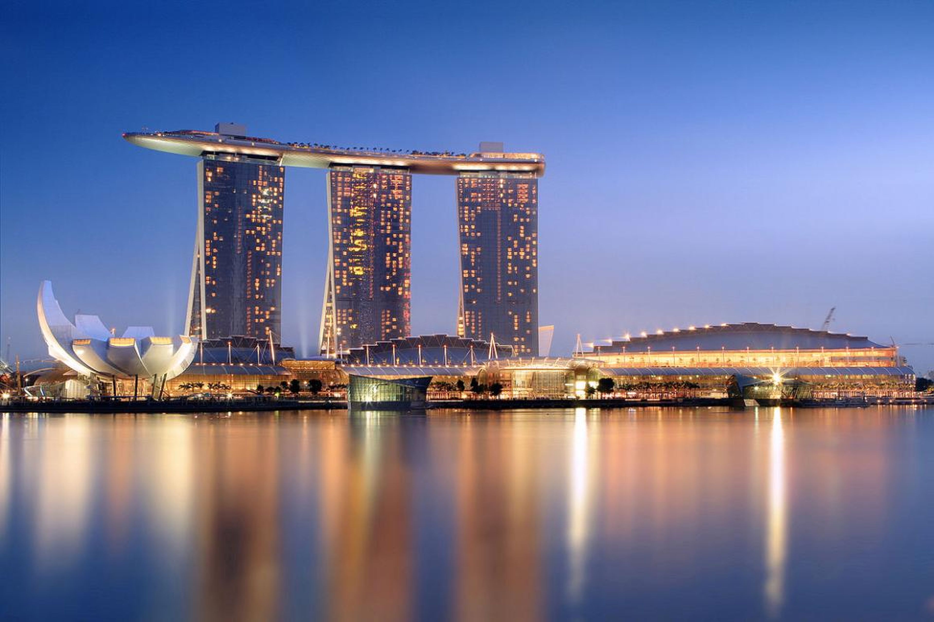 Three towers make up the Marina Bay Sands Resort, which opened in 2010 in Singapore.