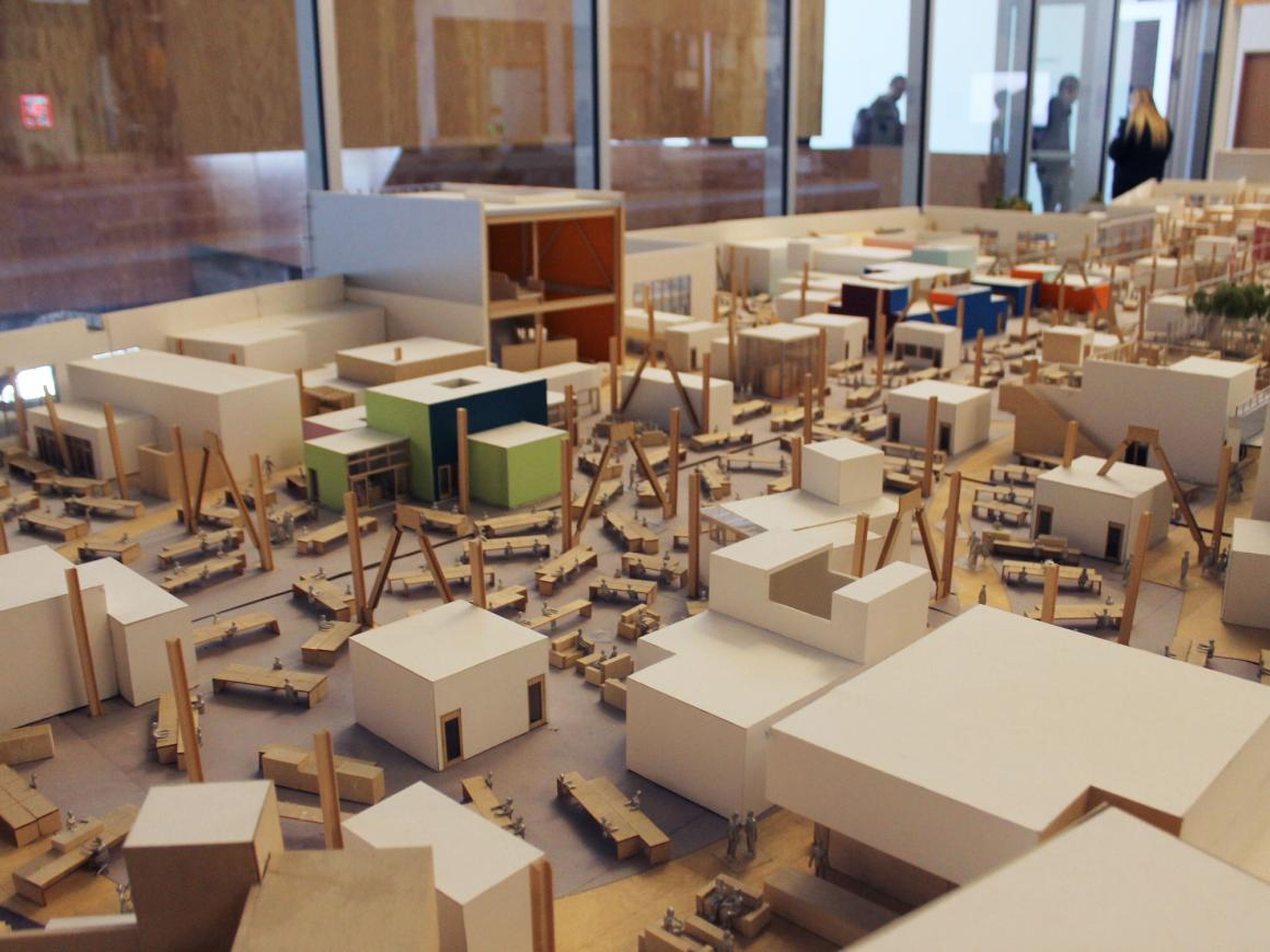 A model of Facebook's new offices displayed in the office.