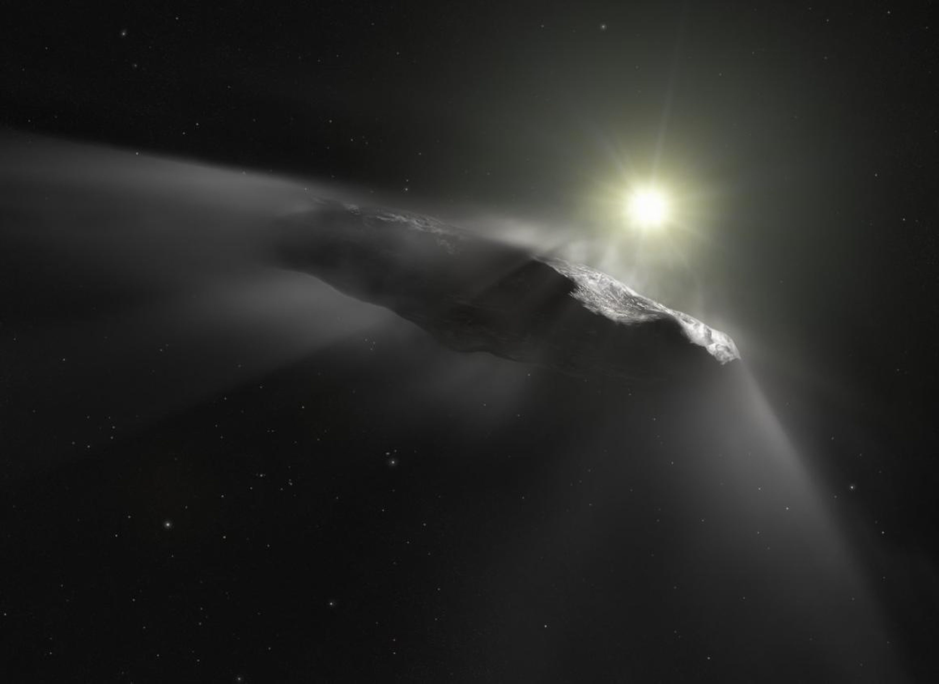 Representación artística del objeto interestelar de 'Oumuamua.