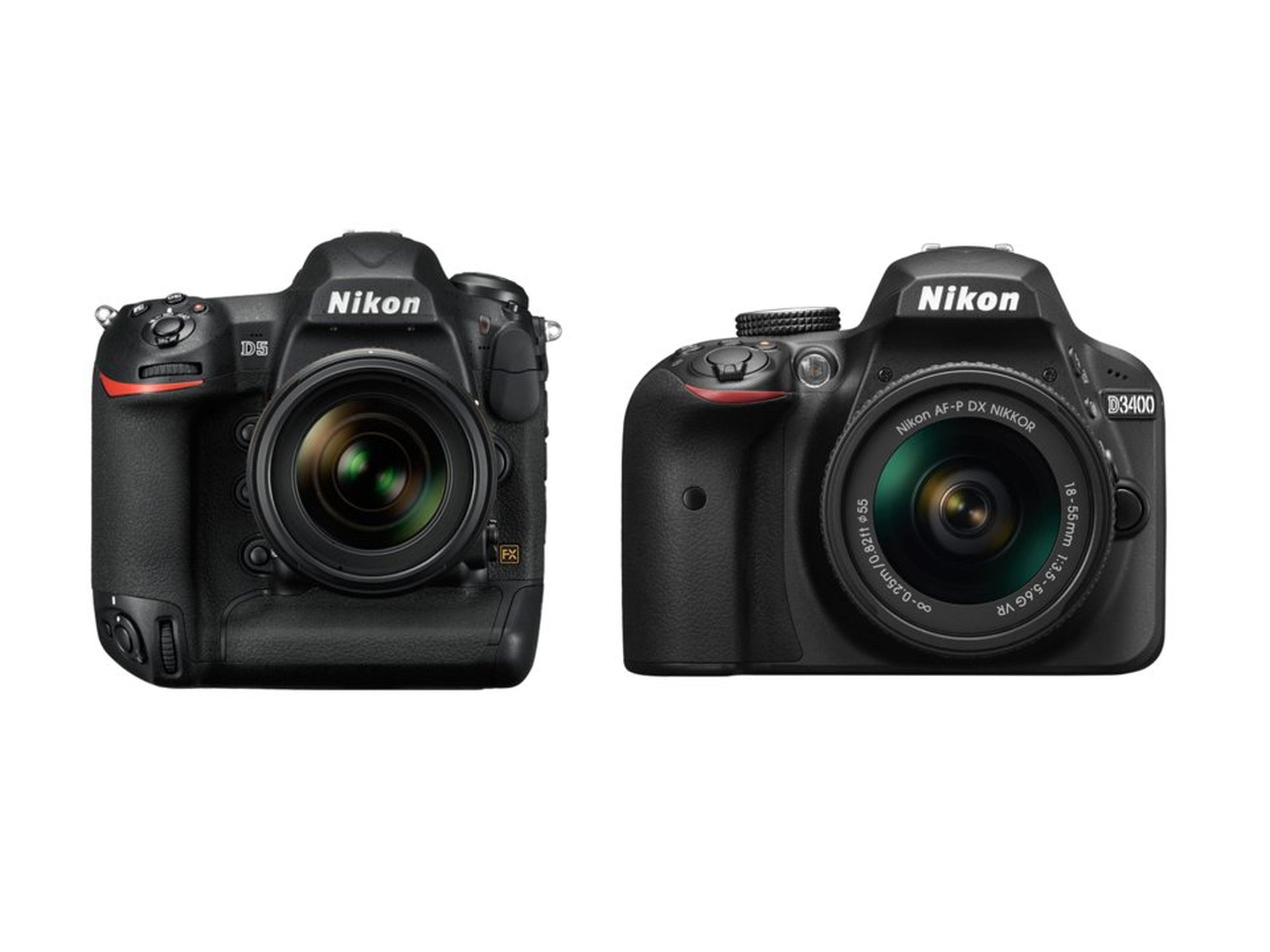 Una Nikon full-frame Nikon a la izquierda comparadas con una Nikon de sensor de recorte,a la derecha.