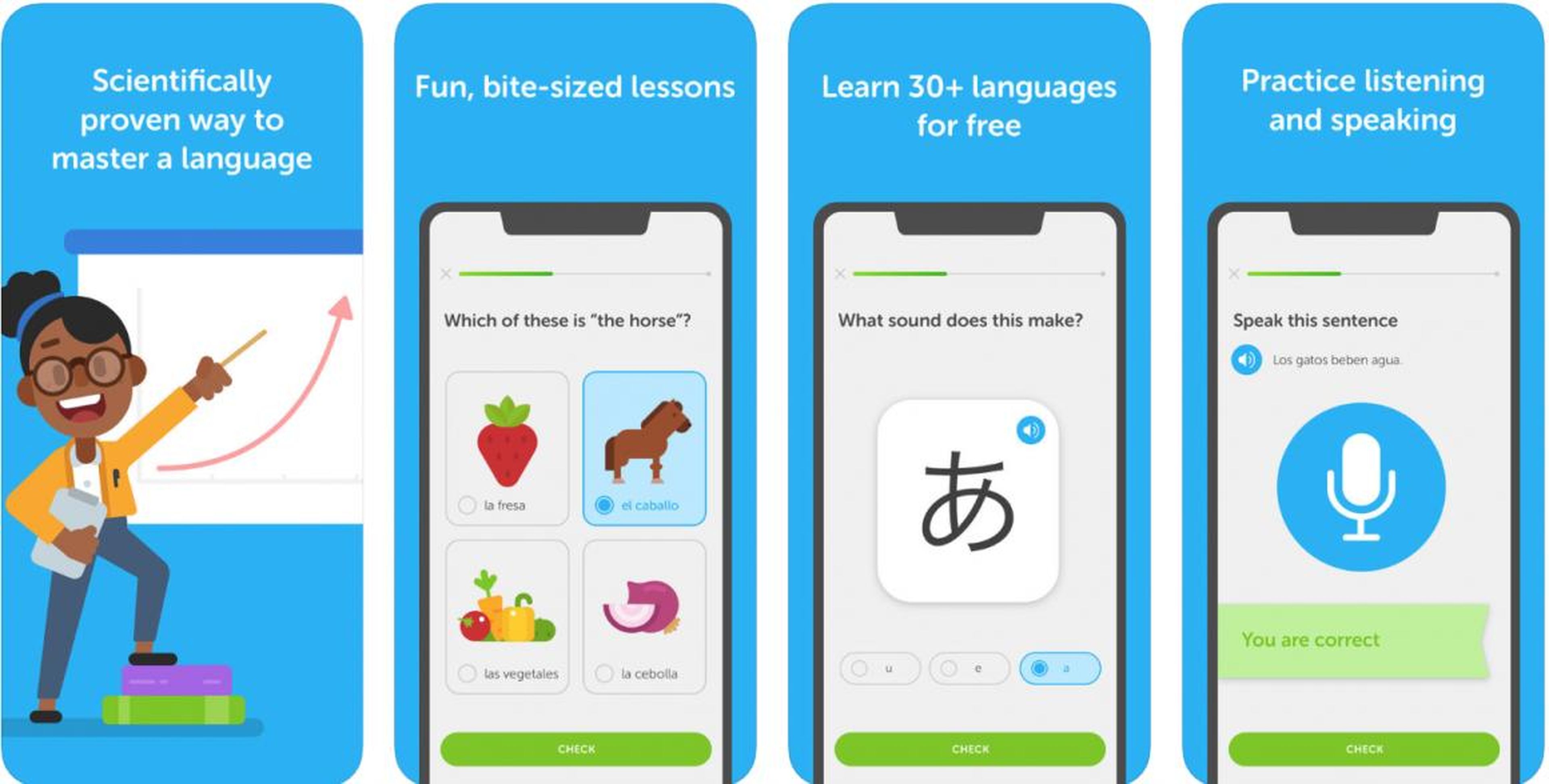 Duolingo helps you learn a new language.