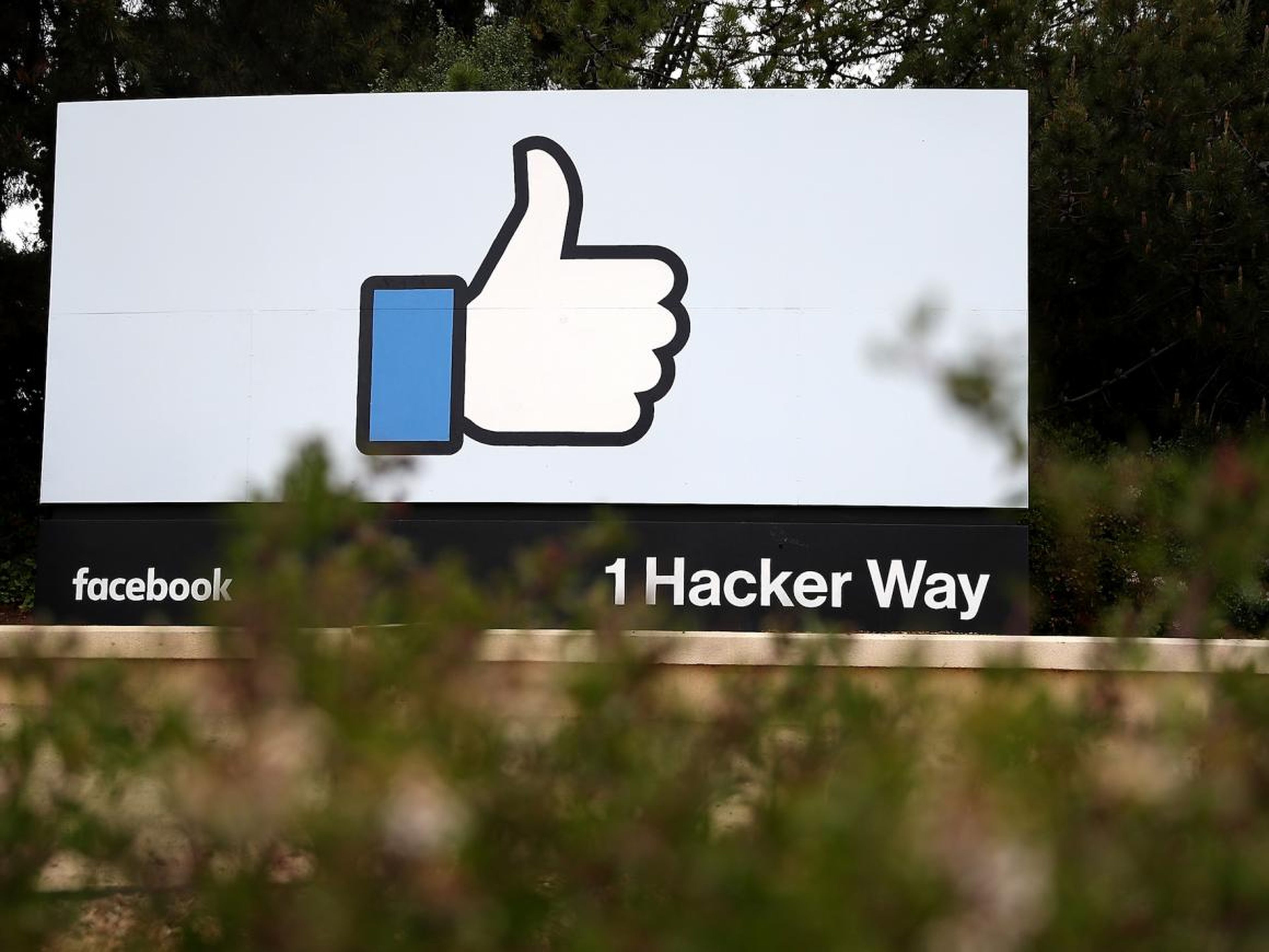 A "like" sign at Facebook's Menlo Park, California, headquarters, where an employee killed himself last month.