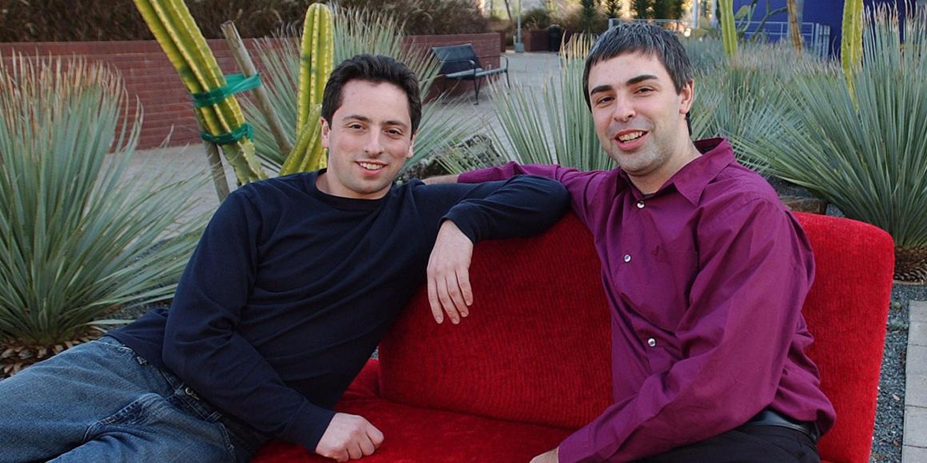 Los fundadores de Google Sergey Brin y Larry Page en los inicios de la compañía.