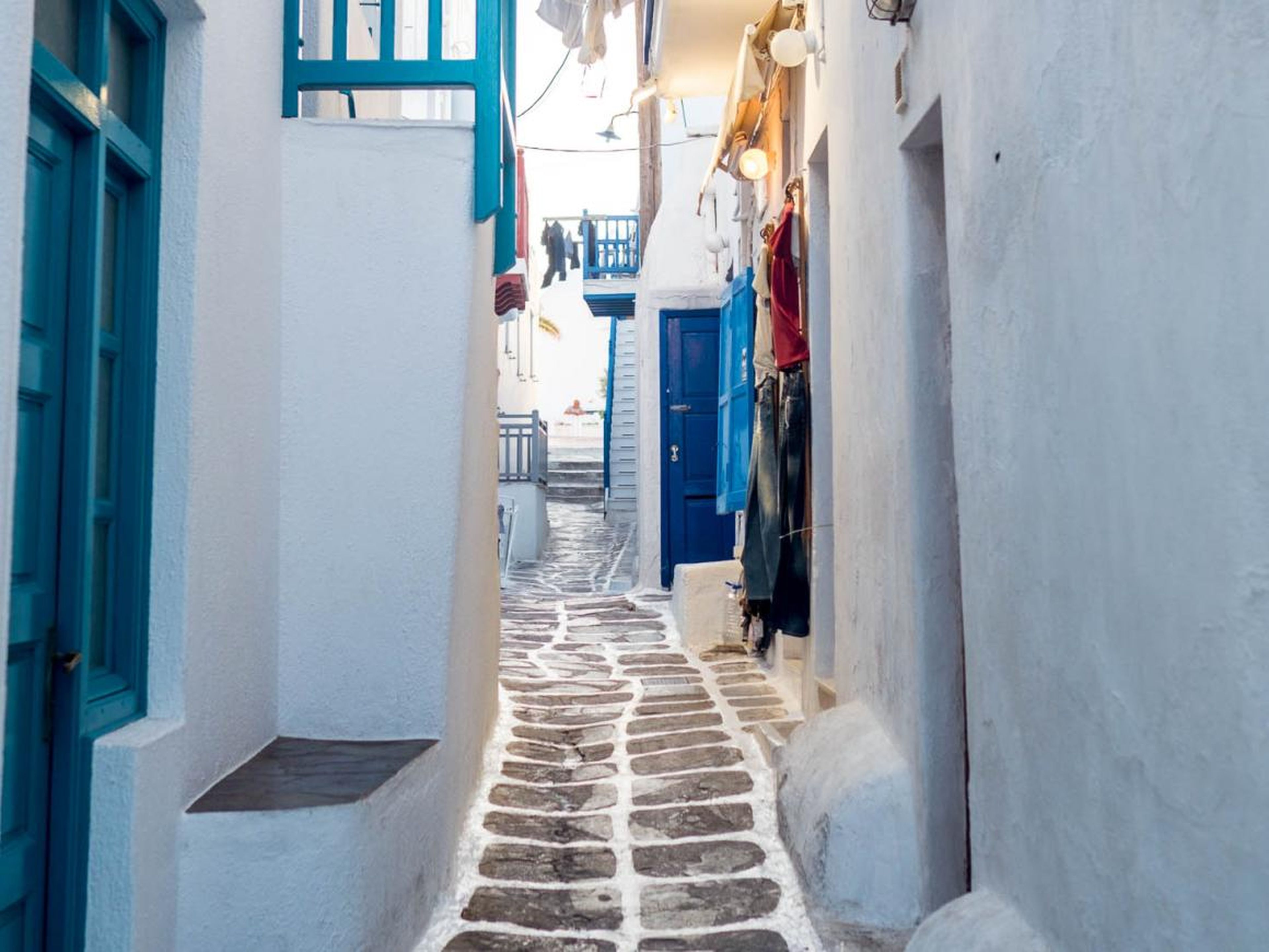 The Hora, with its classic Cycladic architecture, cobblestone streets, and blue and white paint, is the other main sight in Mykonos. The residential streets are dreamy.