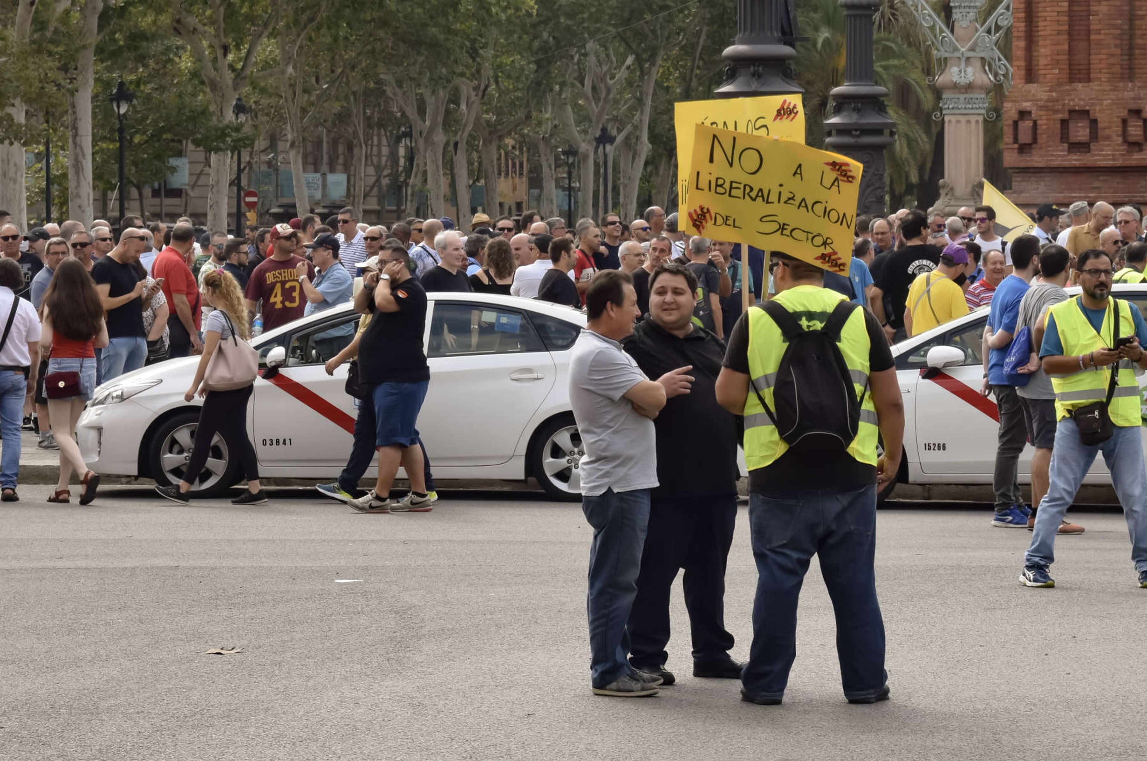 Una imagen de una manifestación de taxistas en Barcelona.