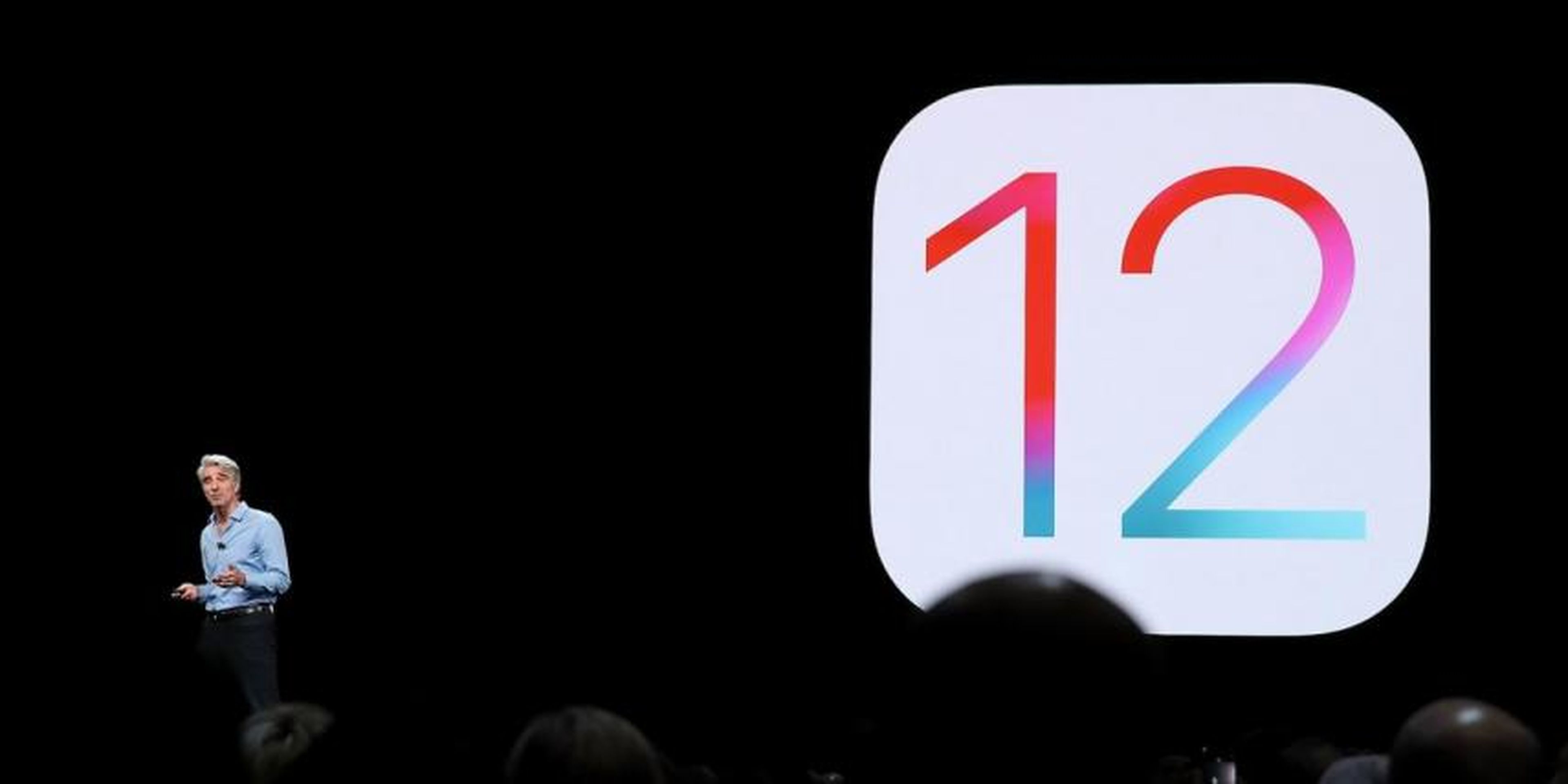 Craig Federighi de Apple presenta iOS 12 en la WWDC 2018.