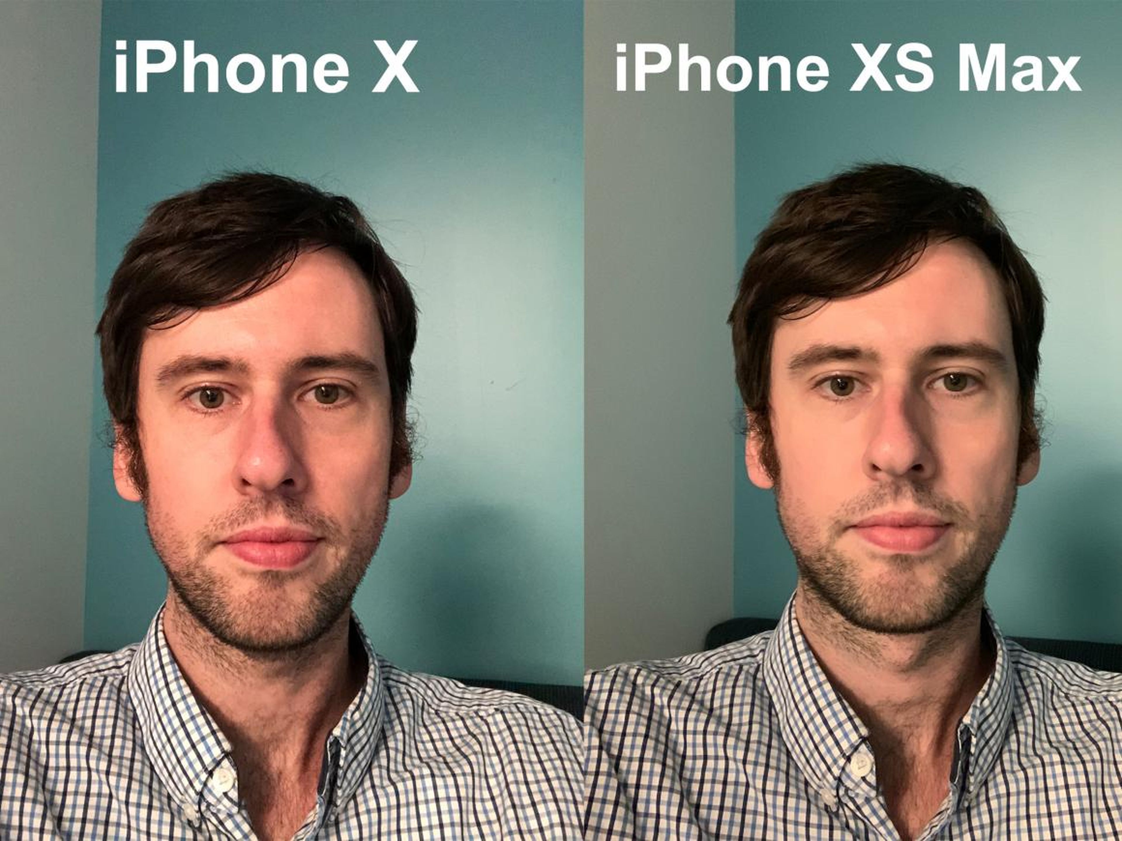 The iPhone XS made my face look like it was airbrushed or painted here.
