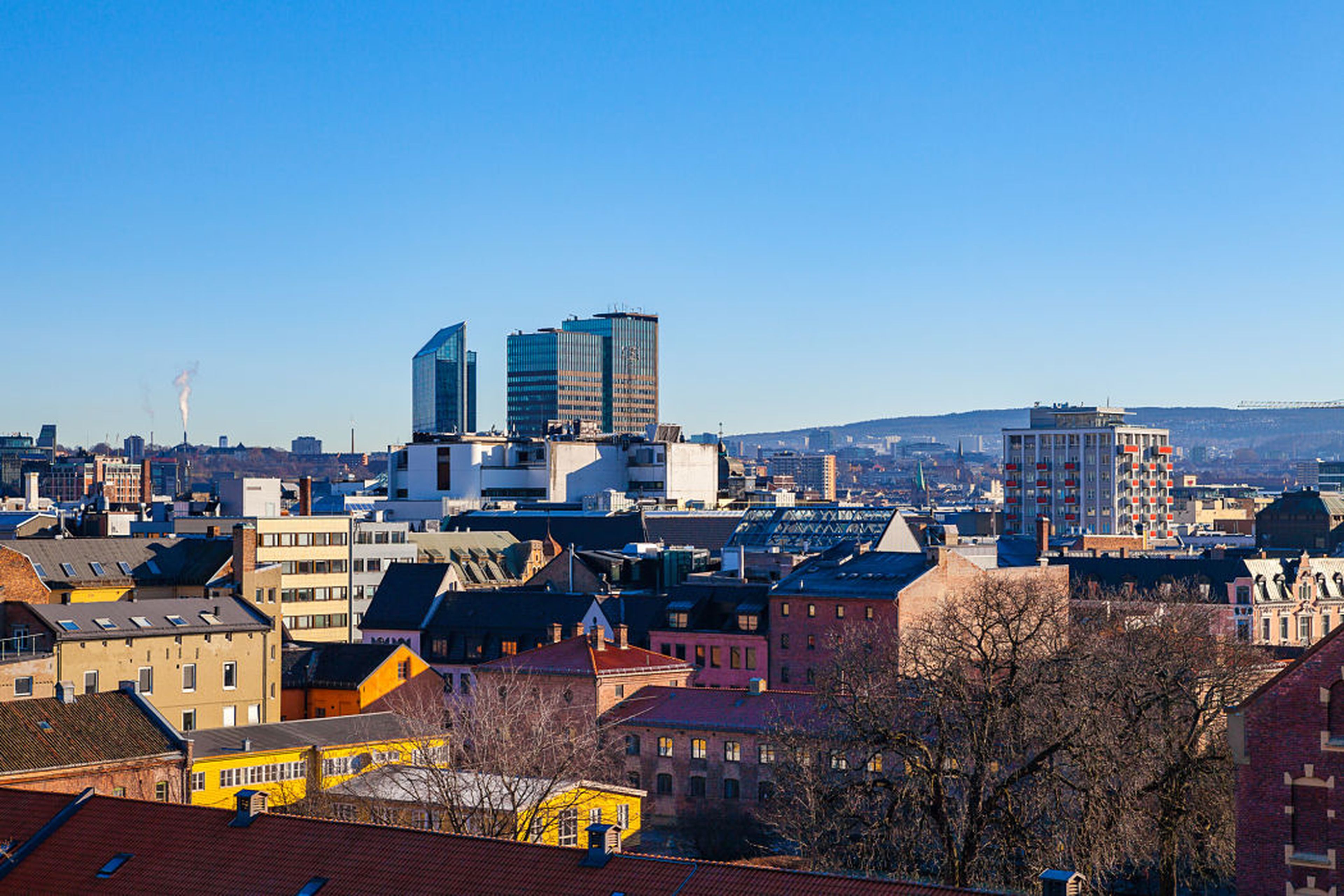 El centro de Oslo (Noruega), visto desde el Palacio Real