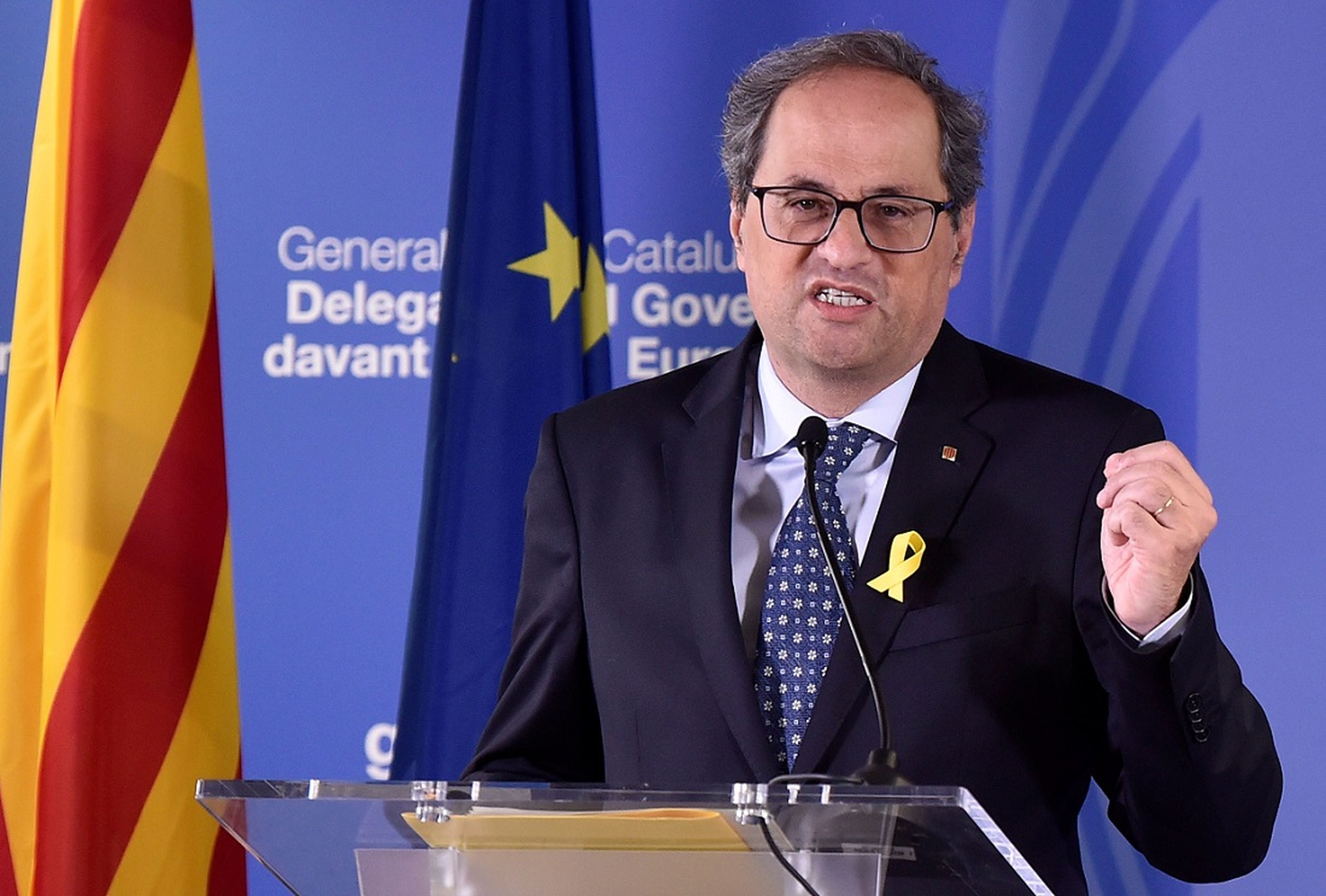 El presidente de la Generalitat catalana, Quim Torra, en Bruselas, el 28 de julio de 2018.