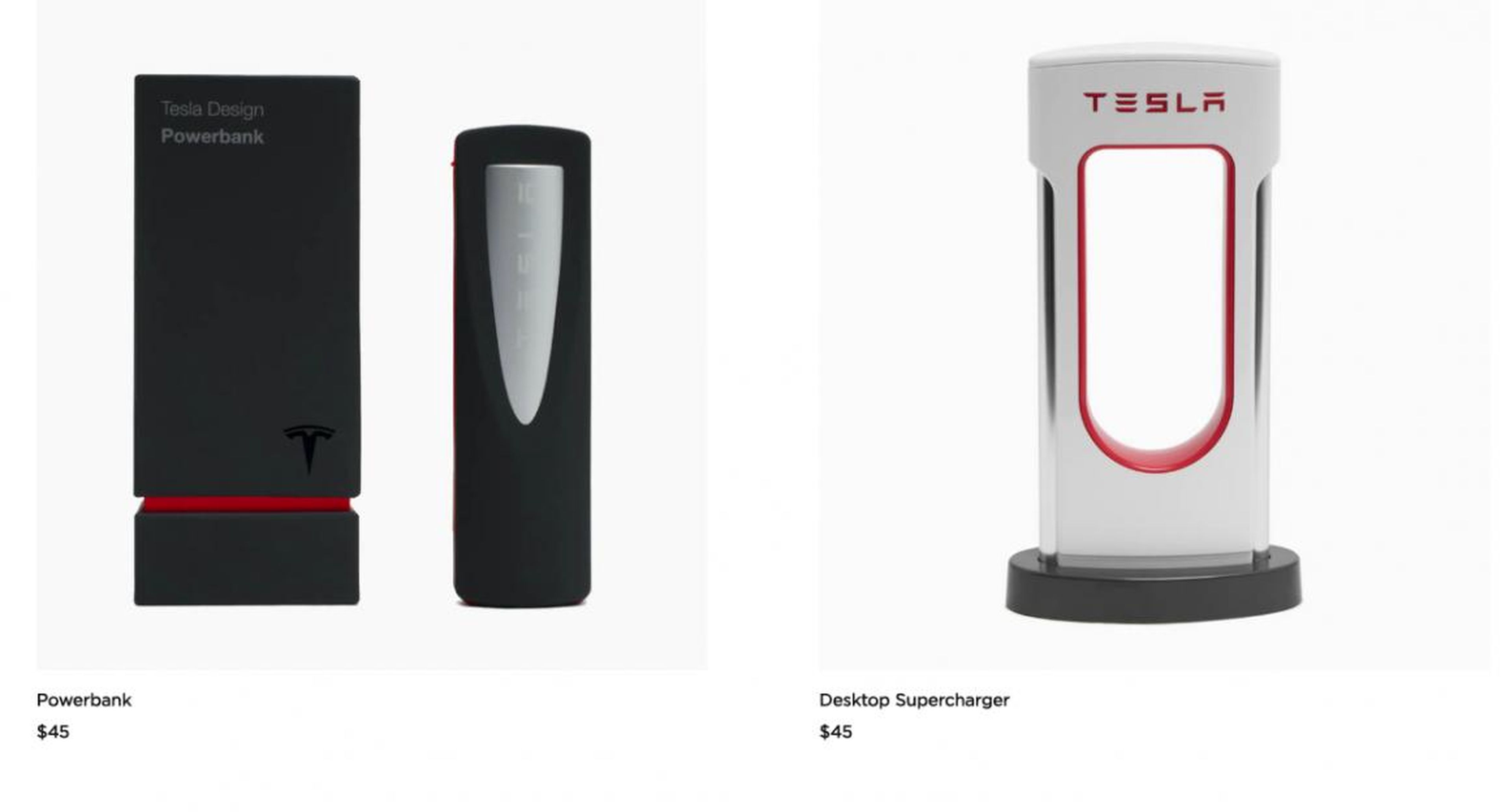 Tesla sells some other phone chargers as well. The Powerbank is a portable charger, and the Desktop Supercharger is modeled after a Tesla car charger.