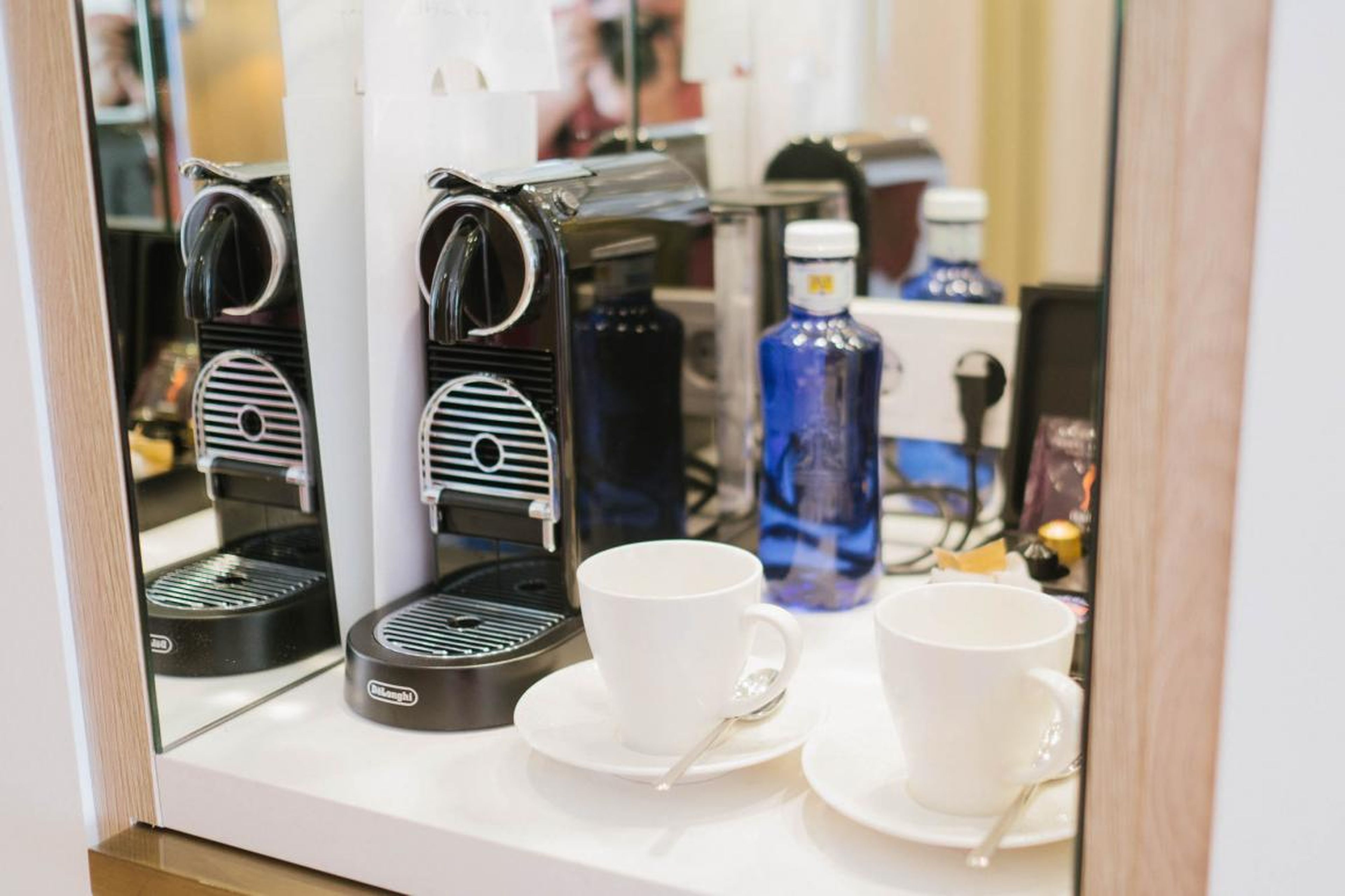 There are a few thoughtful amenities like this Nespresso machine that comes with pods so you can get your caffeine fix at any time.