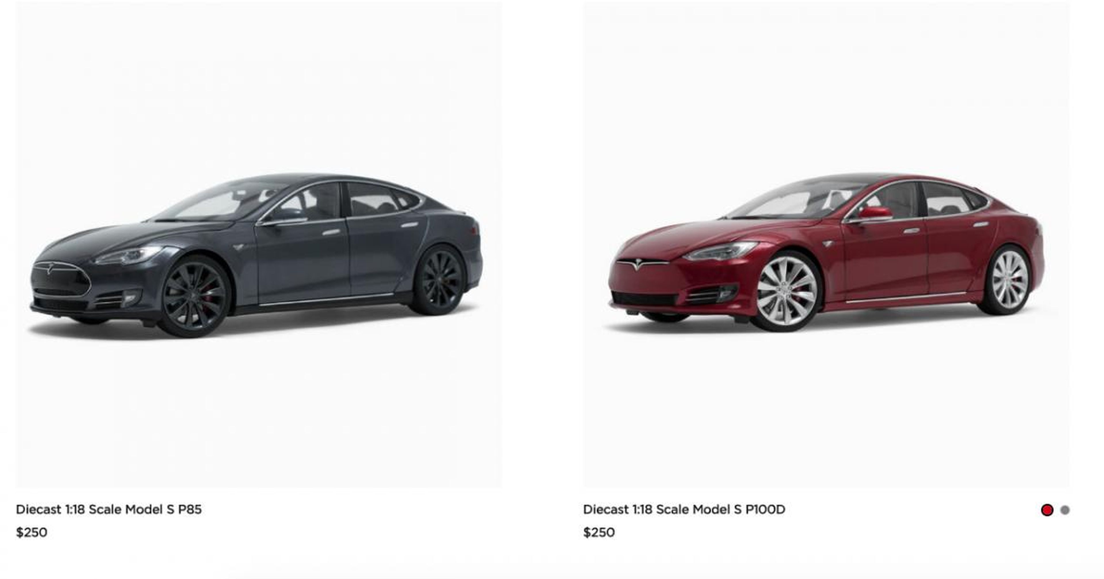 There's also two 1:18 scale models of the Tesla Model S.