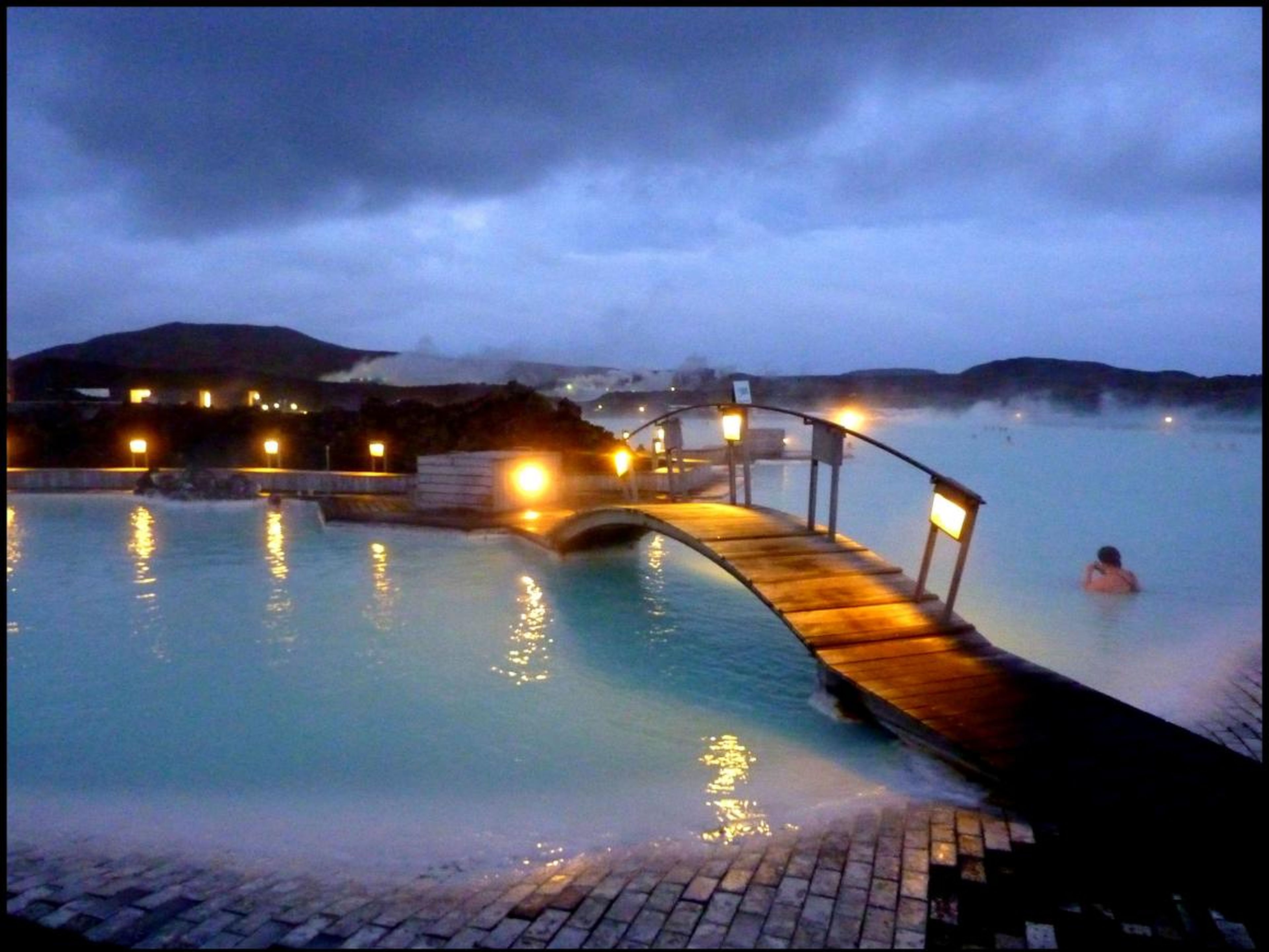 Blue Lagoon, Iceland, pictured at night.