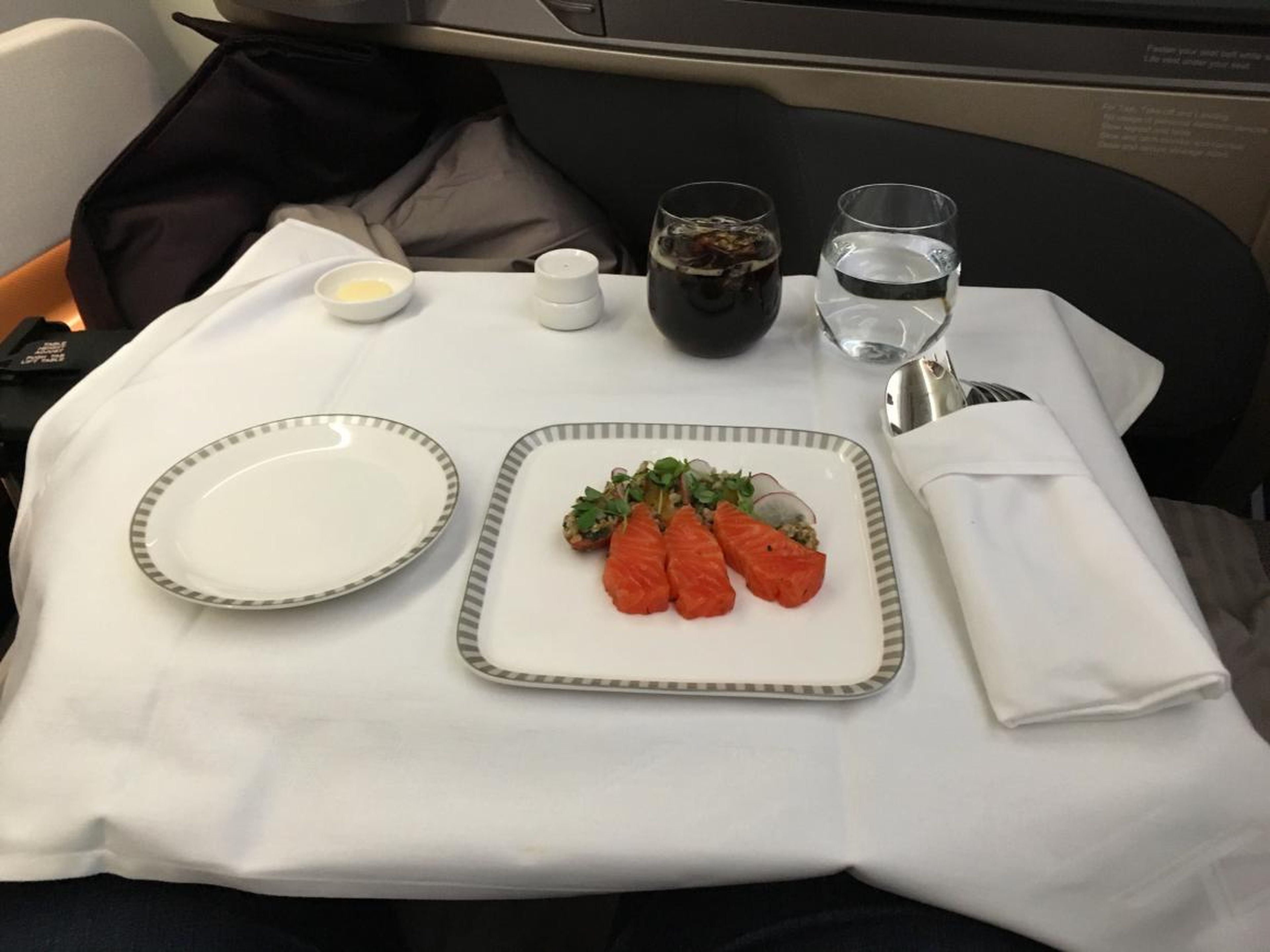 Food and beverage service in business class was rather impressive.