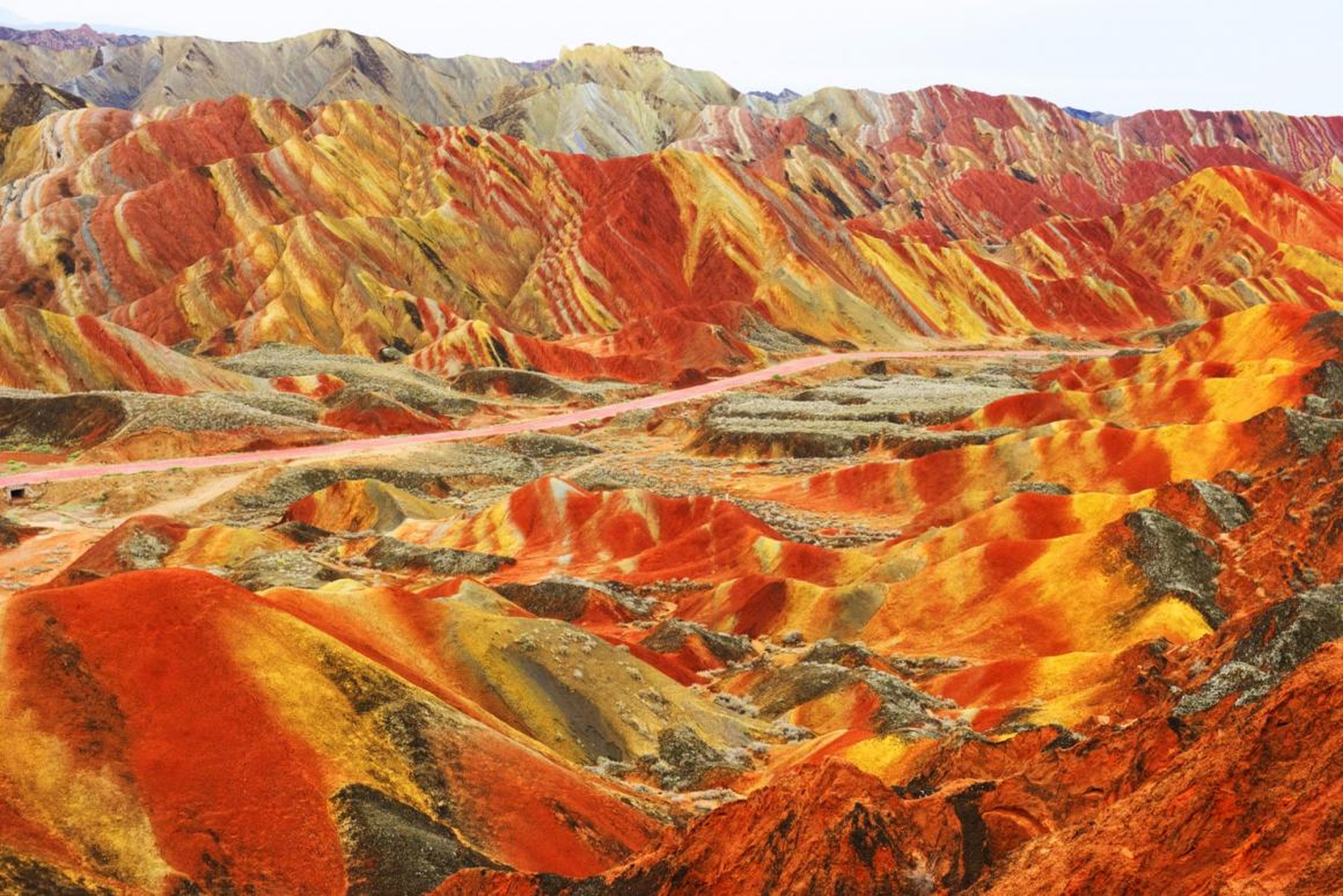 China's "Rainbow Mountains," shown in a stock photo.