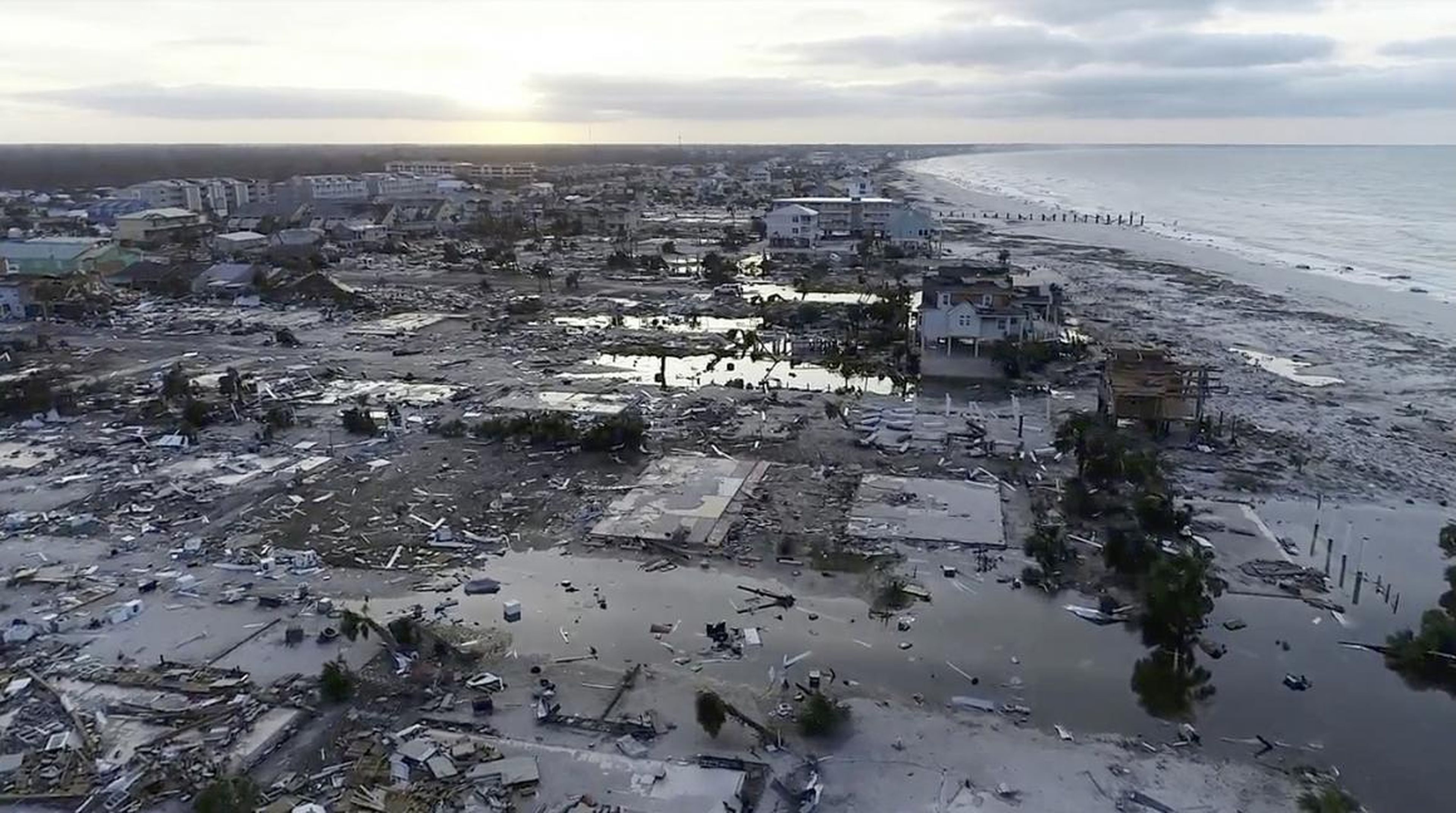 Daños del huracán Michael en México Beach, Florida, en octubre de 2018.
