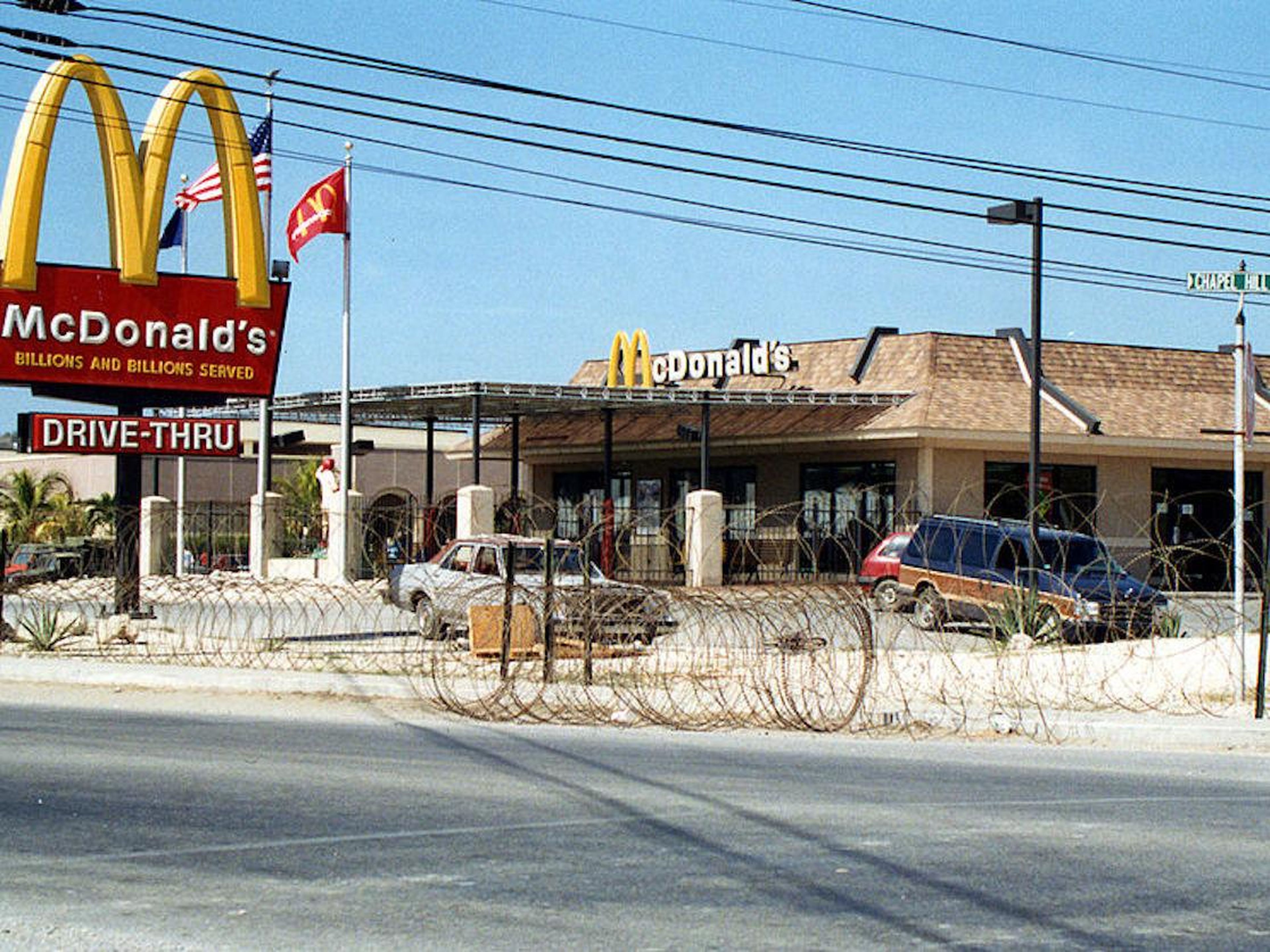 Guantanamo Bay, Cuba, is home to the only McDonald's surrounded by barbed wire.