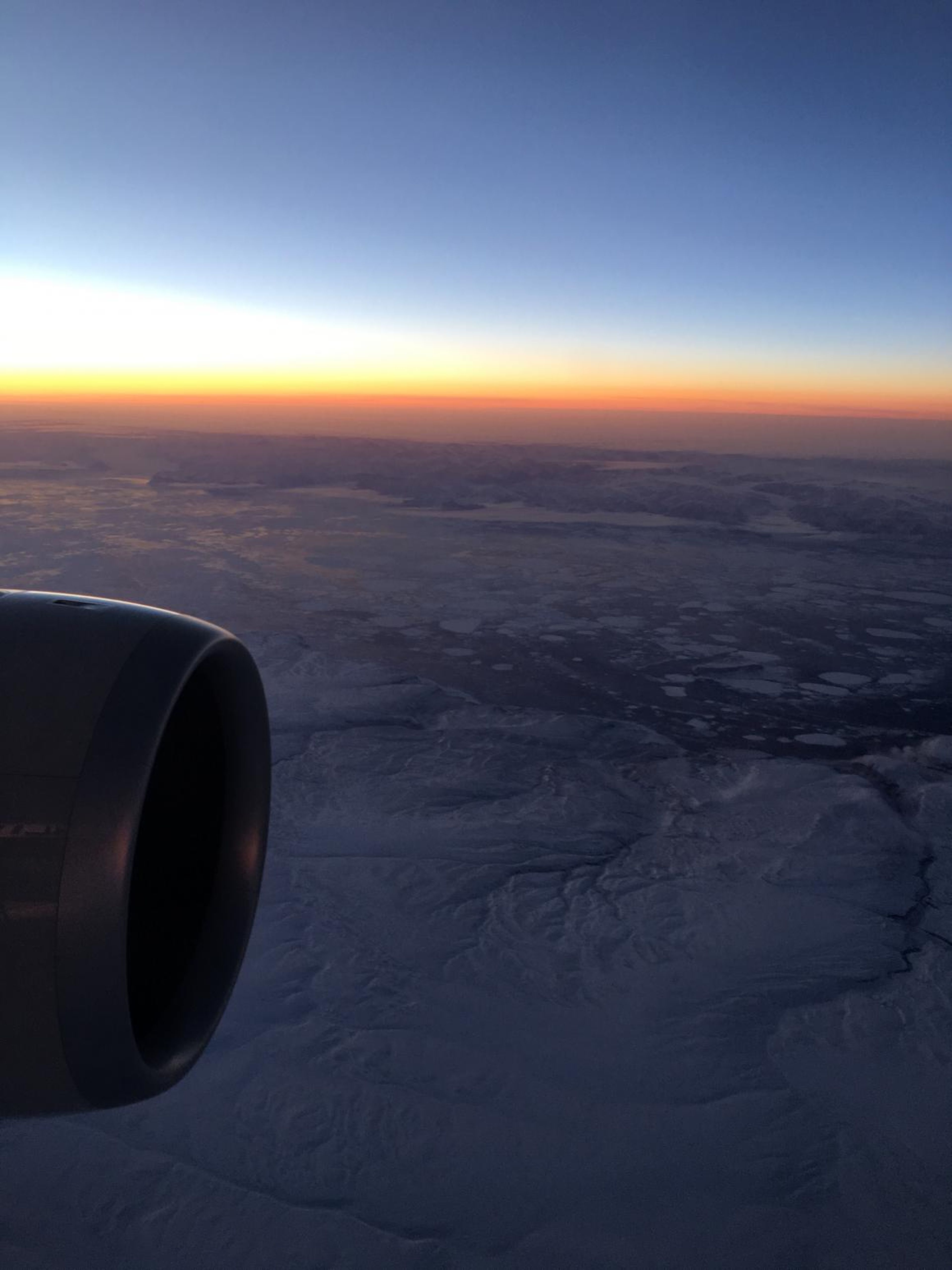Here's a shot of us flying past the North Pole. Santa is nowhere to be seen.