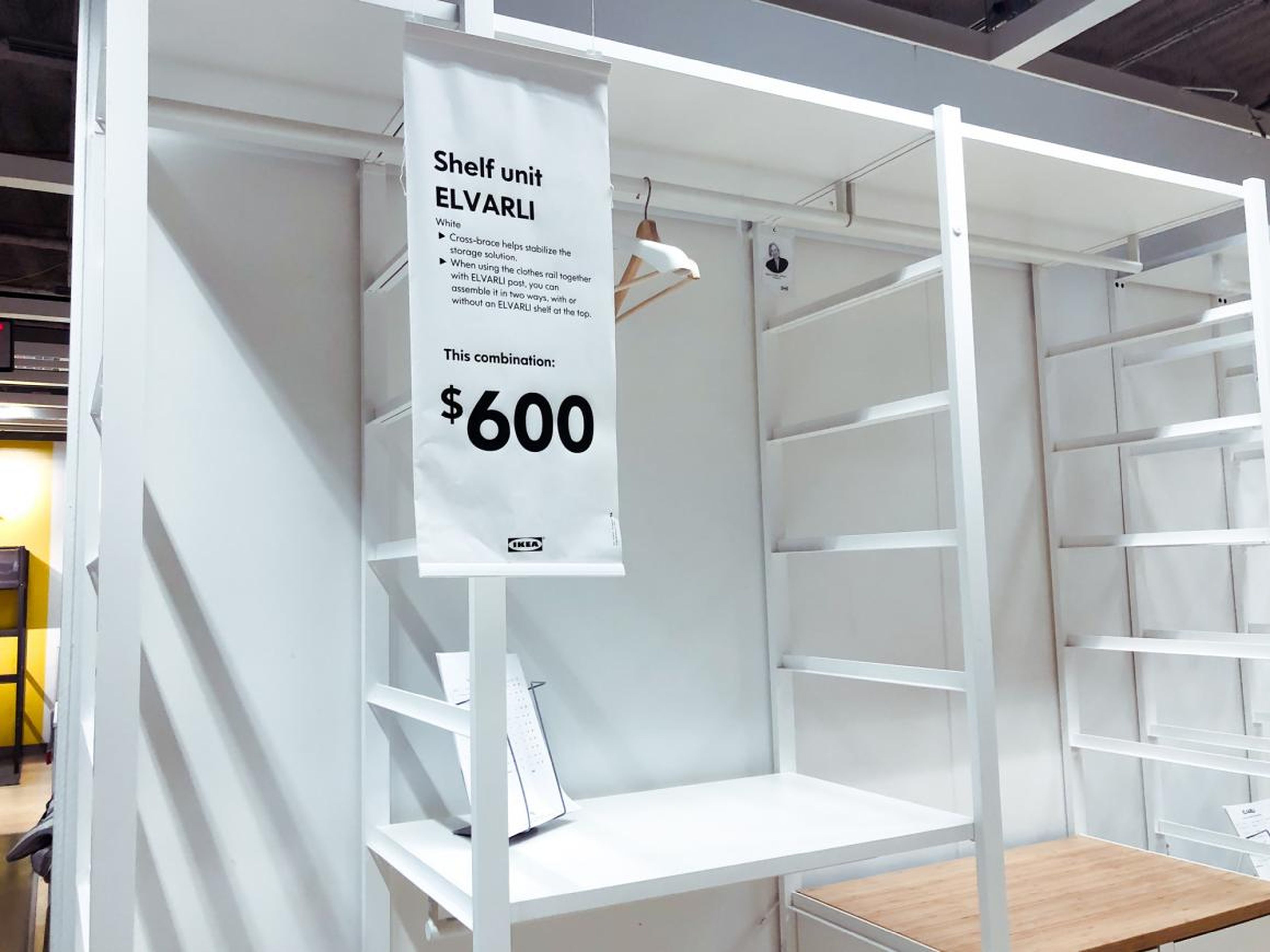 Shelving units can be bought individually or in combination with one another. Combinations could cost as much as $600, but it was hard to tell how sturdy they were.