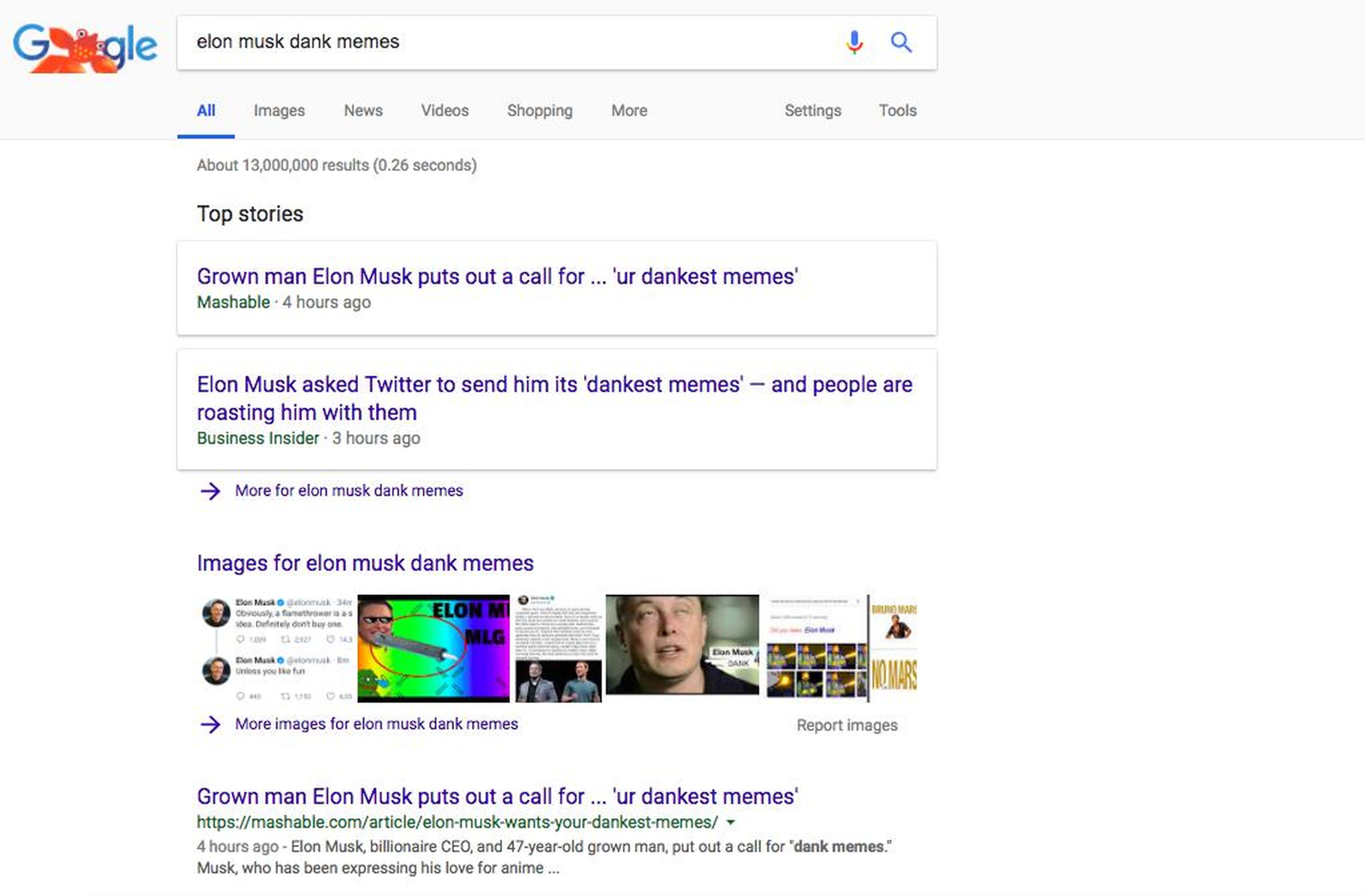 LAYOUT: When it comes to searching for news, Google does the best job of surfacing top stories and making them clearly defined in its design.