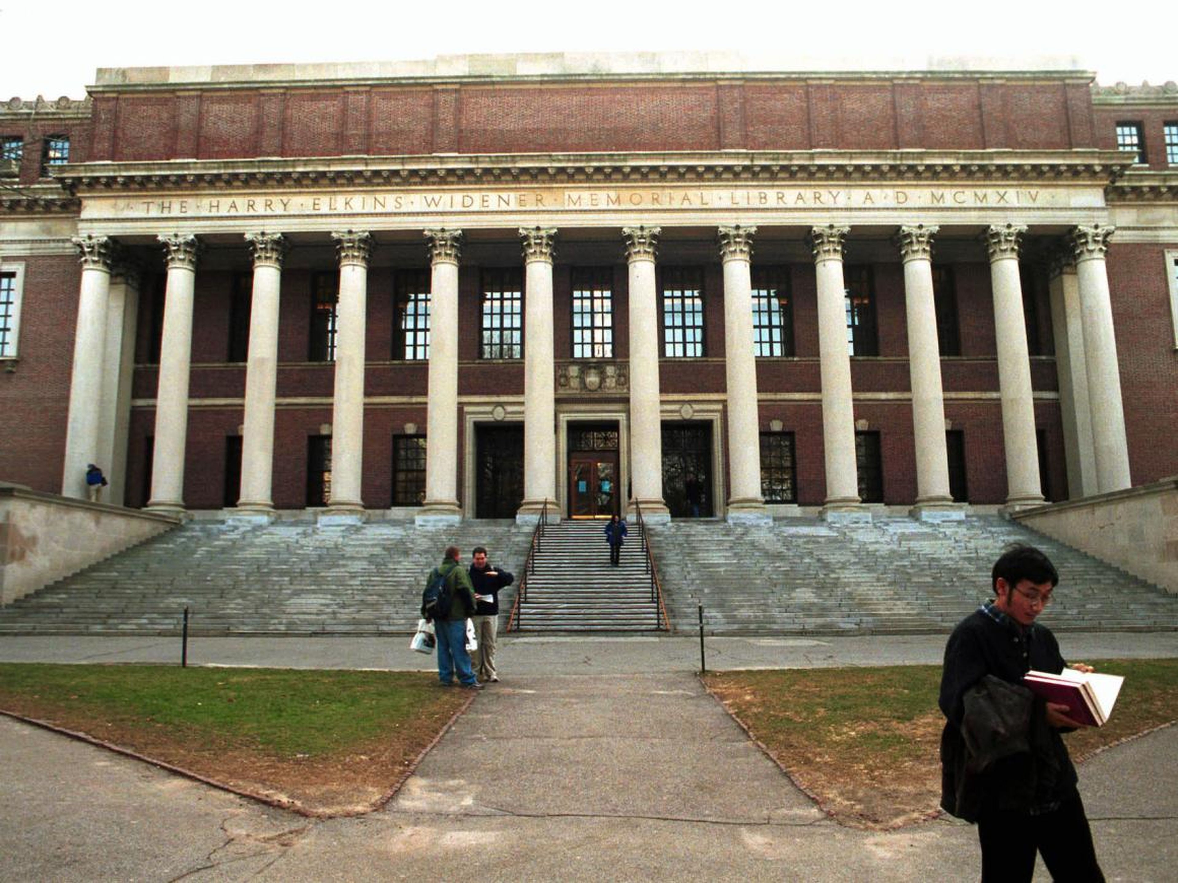 Over in Harvard Yard, Harvard's original campus, there's the renowned Widener Library, filled with three million books spanning 50 miles of shelves.