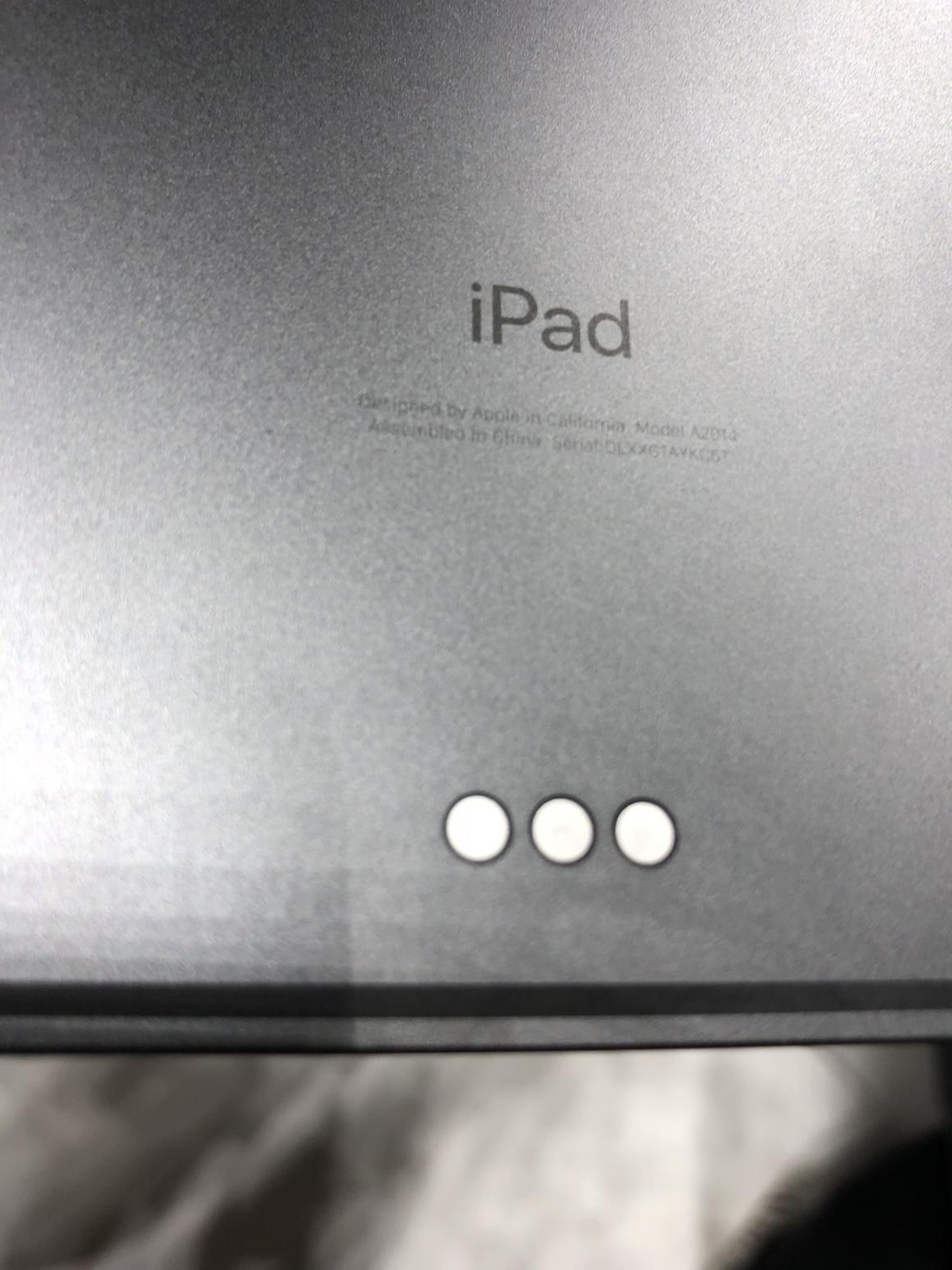 There's a "Smart Connector" at the bottom of the back when it's in portrait mode. The connector is used to hook up Apple's special keyboard for the iPad.
