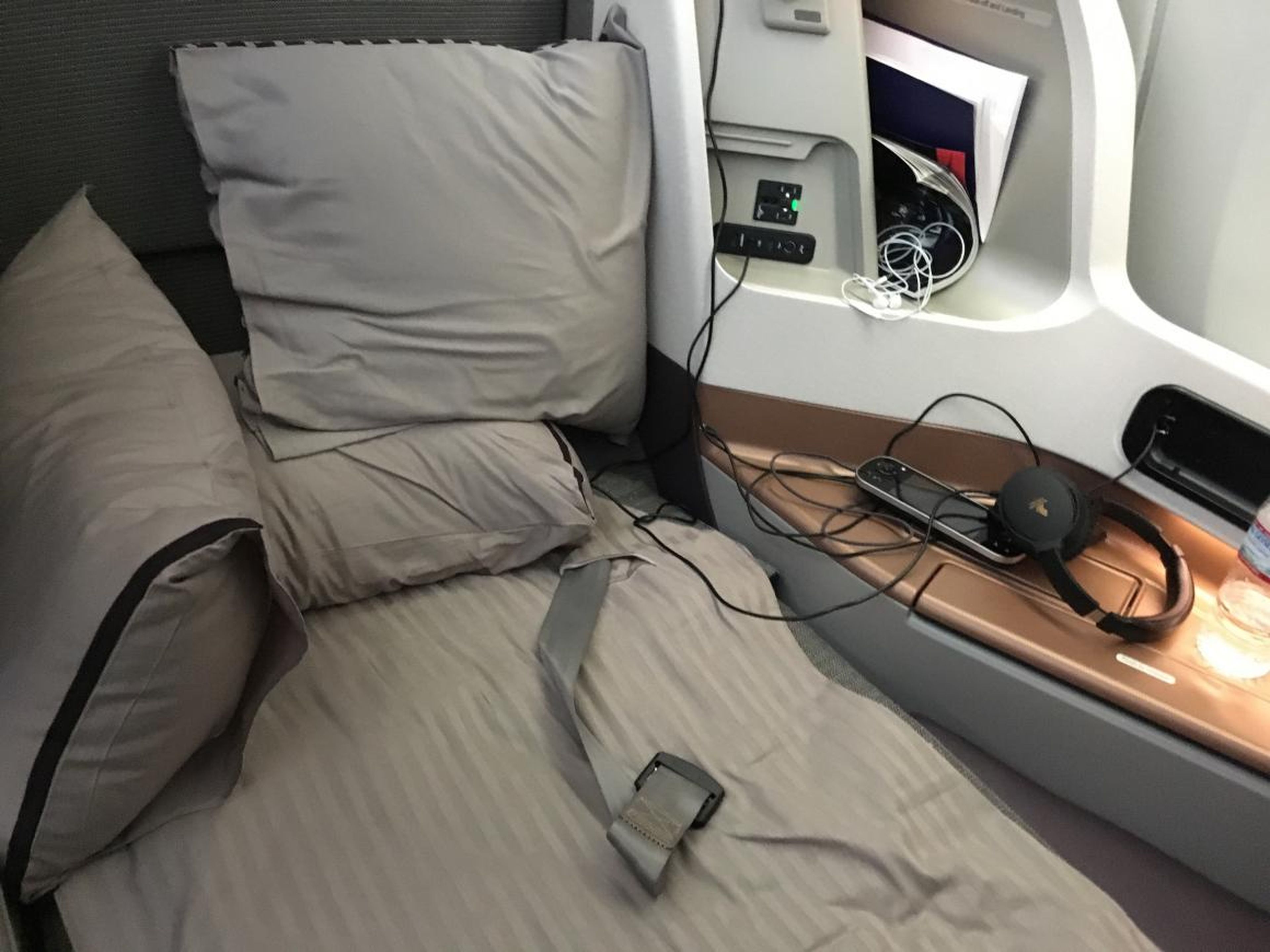 I found Singapore's business-class seat and bed to be comfortable and spacious.