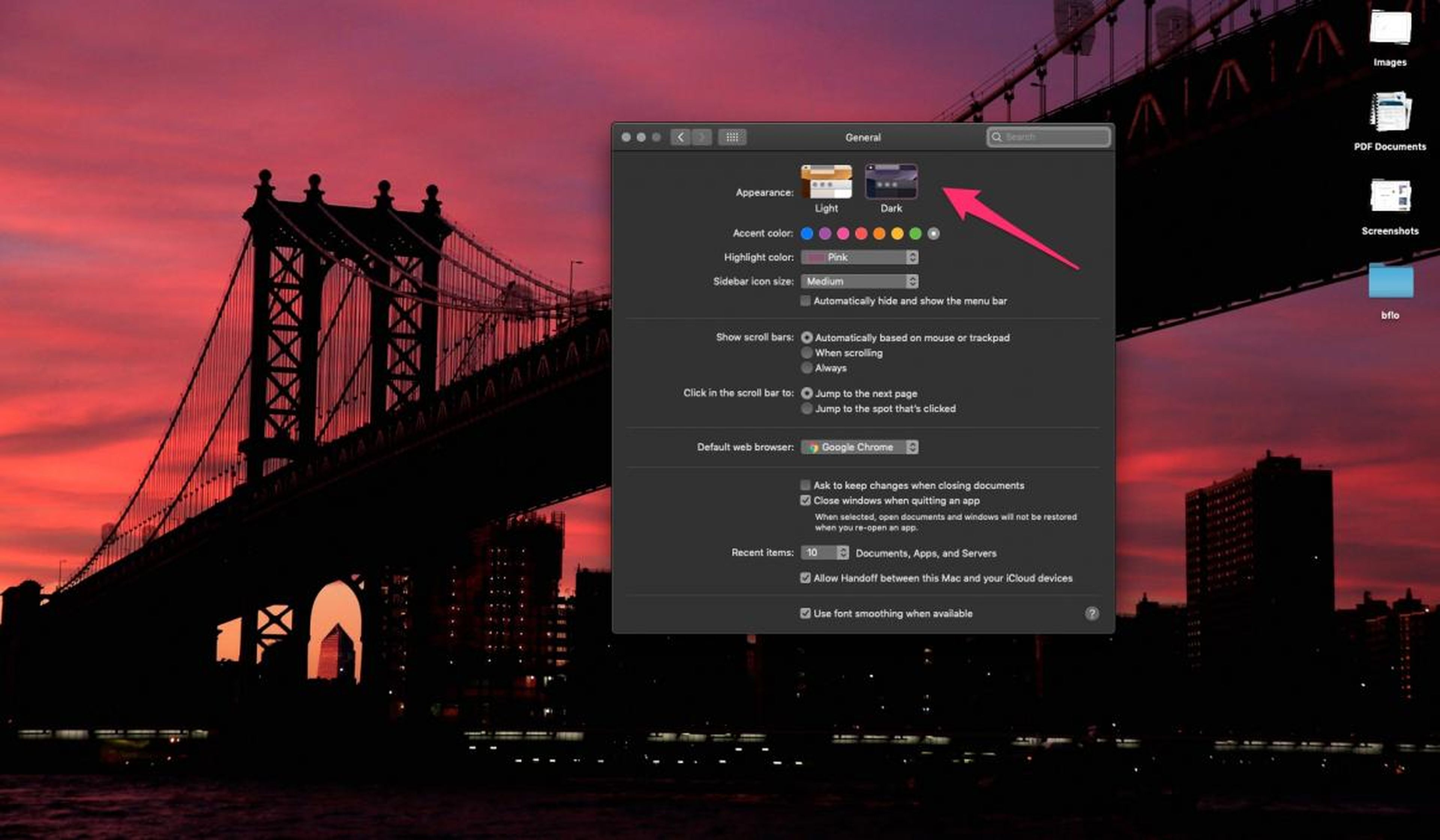 24. Thanks to the latest Mac OS software update, you can now switch your Mac to "dark mode," which turns the menu bar, finder window, and much more to a dark gray color.