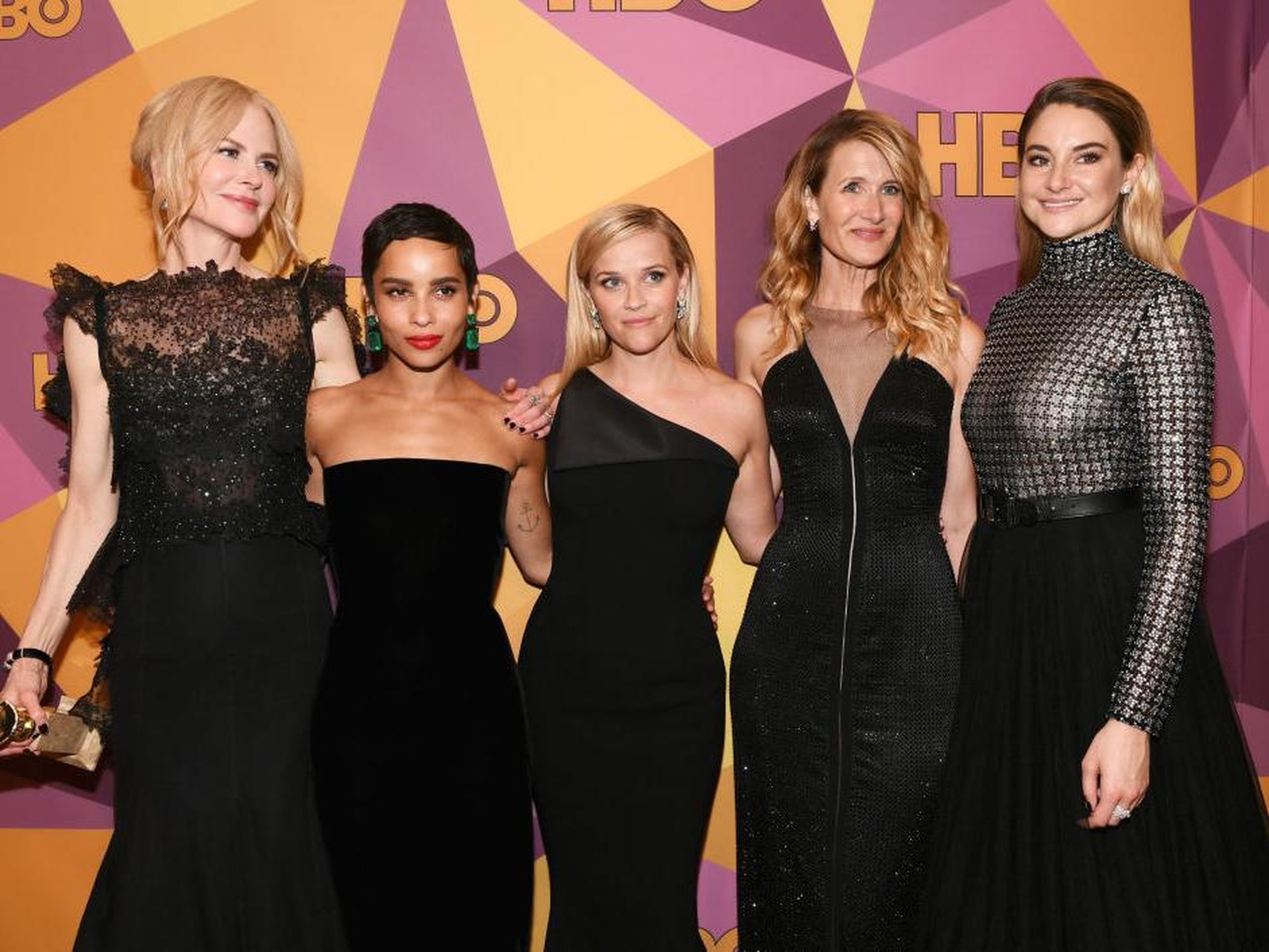 Nicole Kidman, Zoë Kravitz, Reese Witherspoon, Laura Dern y Shailene Woodley en la Fiesta de los Globos de Oro 2018.