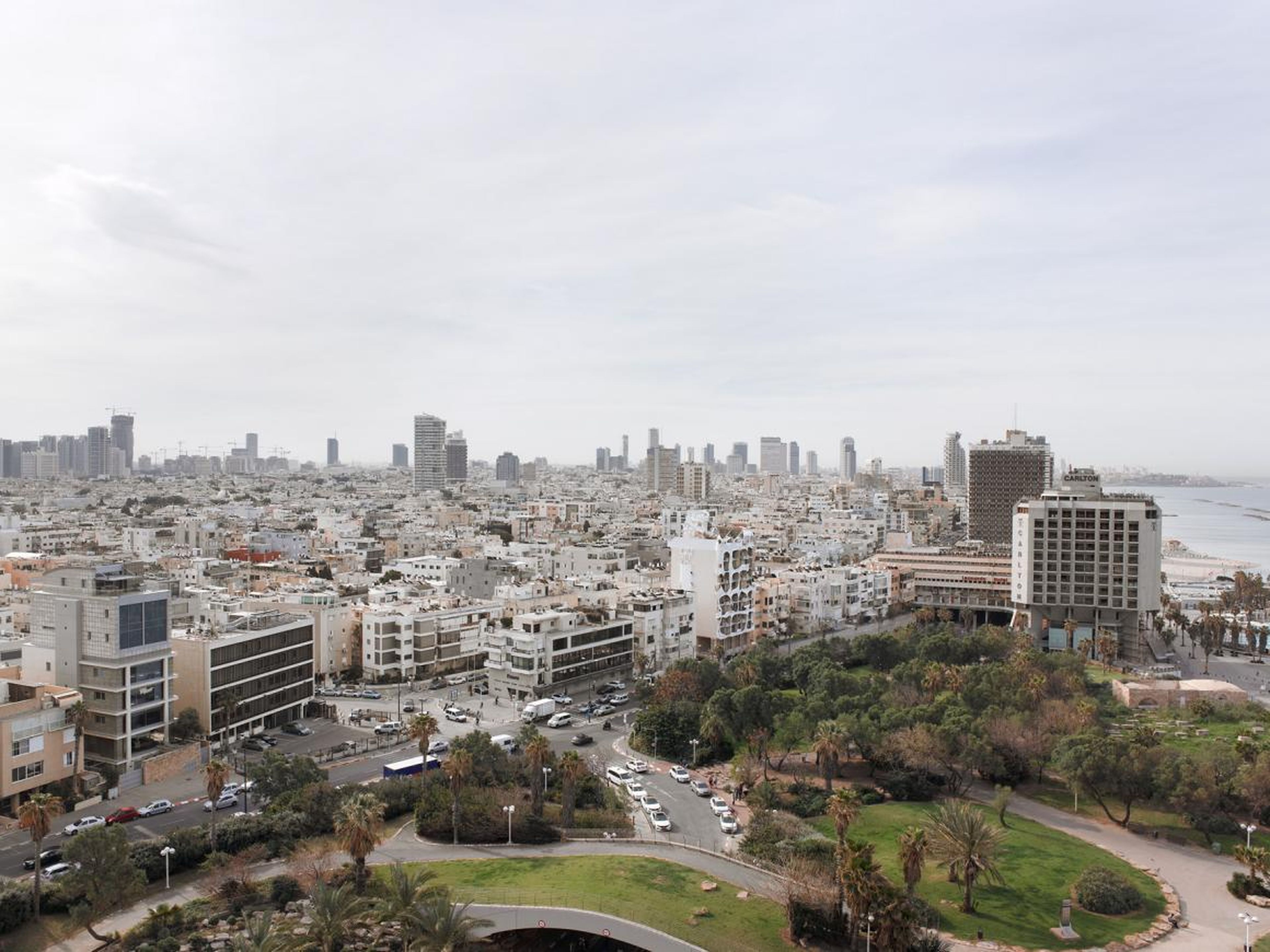 View of Tel Aviv, Israel from the hotel window.