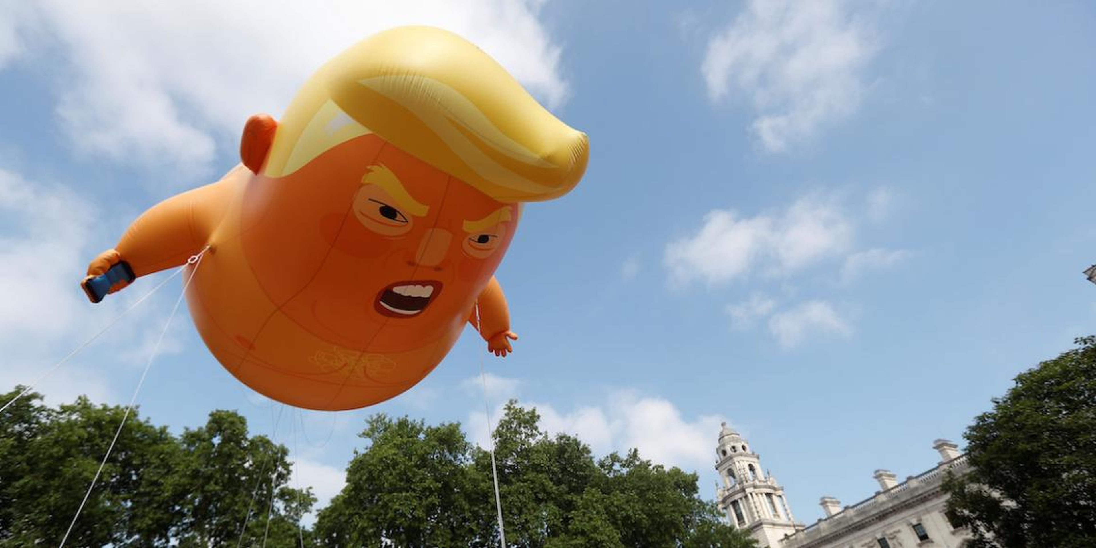 The blimp in London's Parliament Square in July.