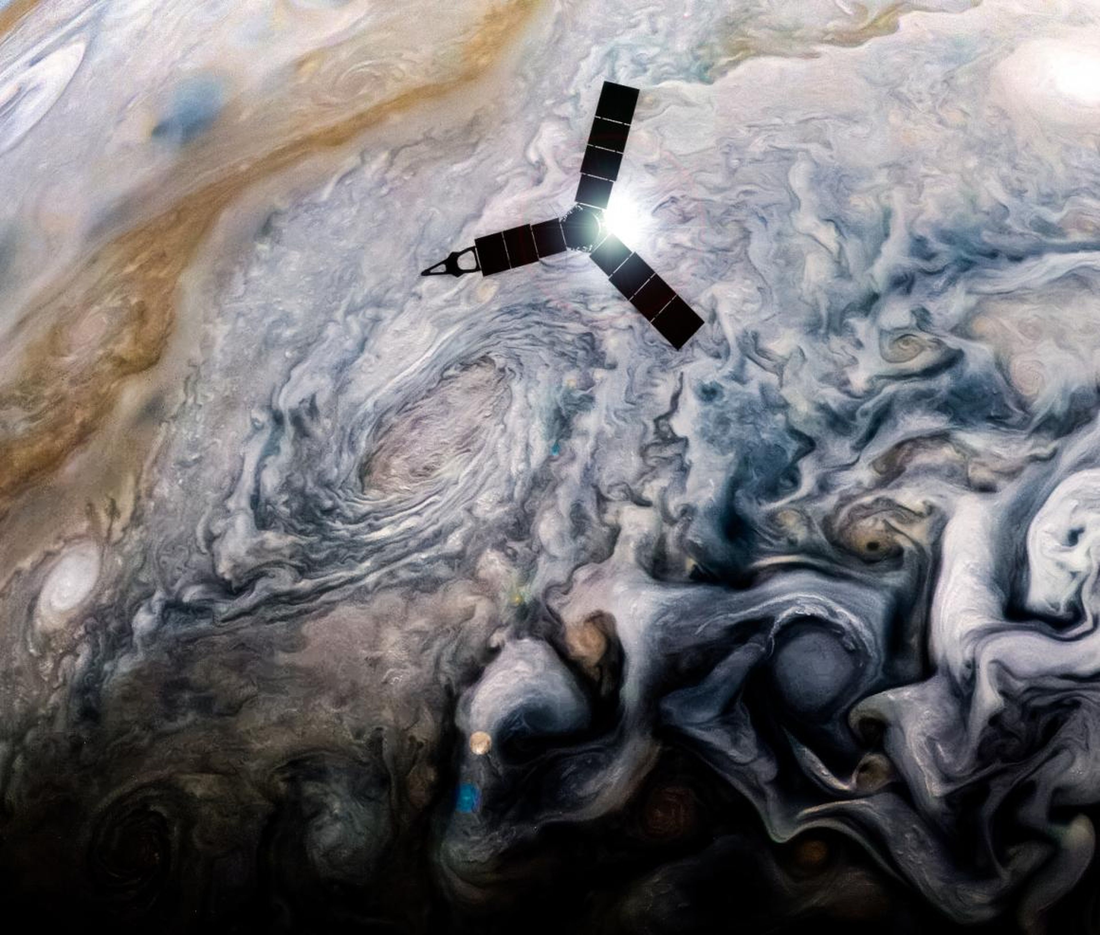 Una ilustración de la NASA de la nave espacial Juno.