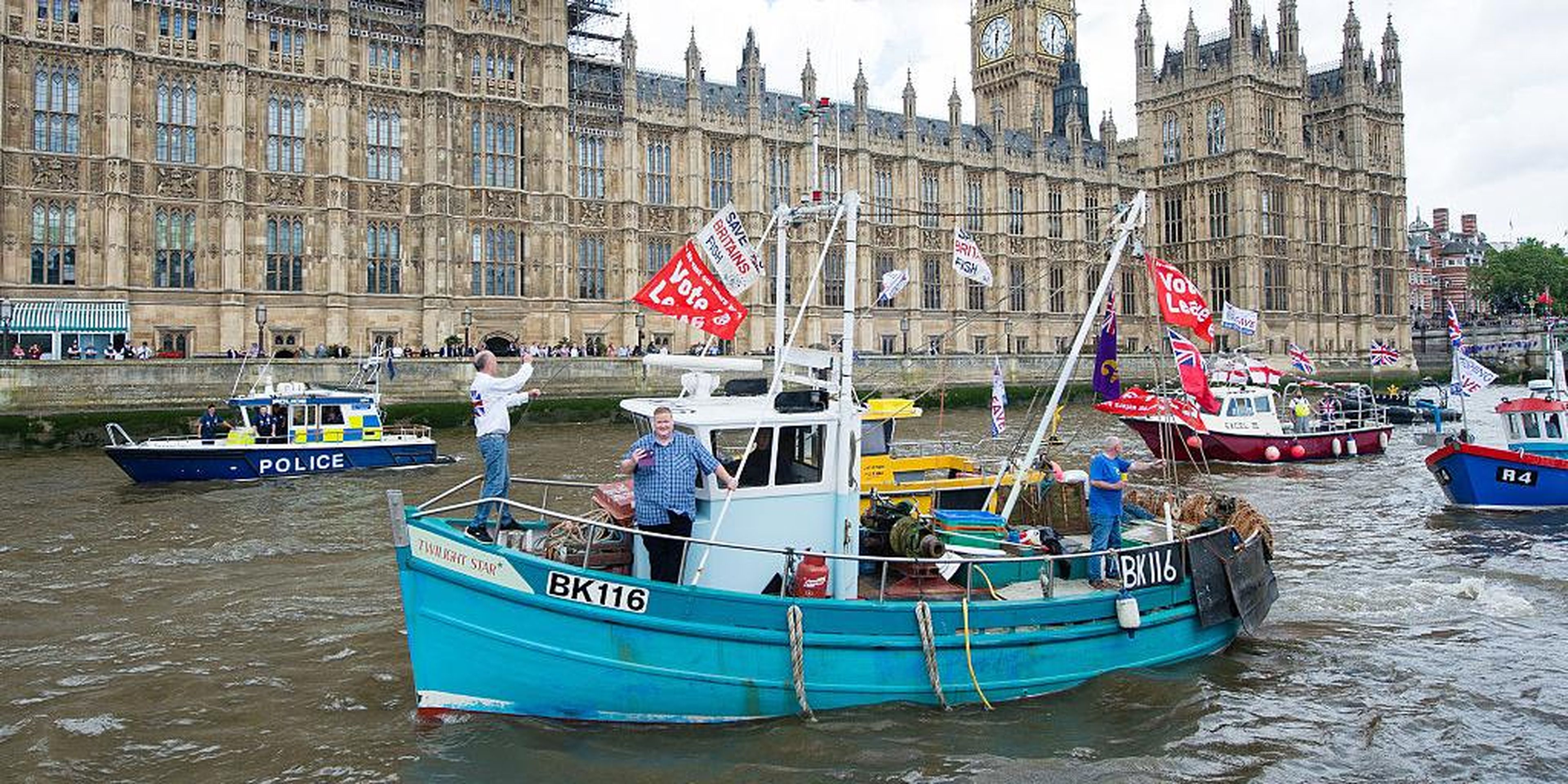 Protesta de barcos pesqueros británicos.