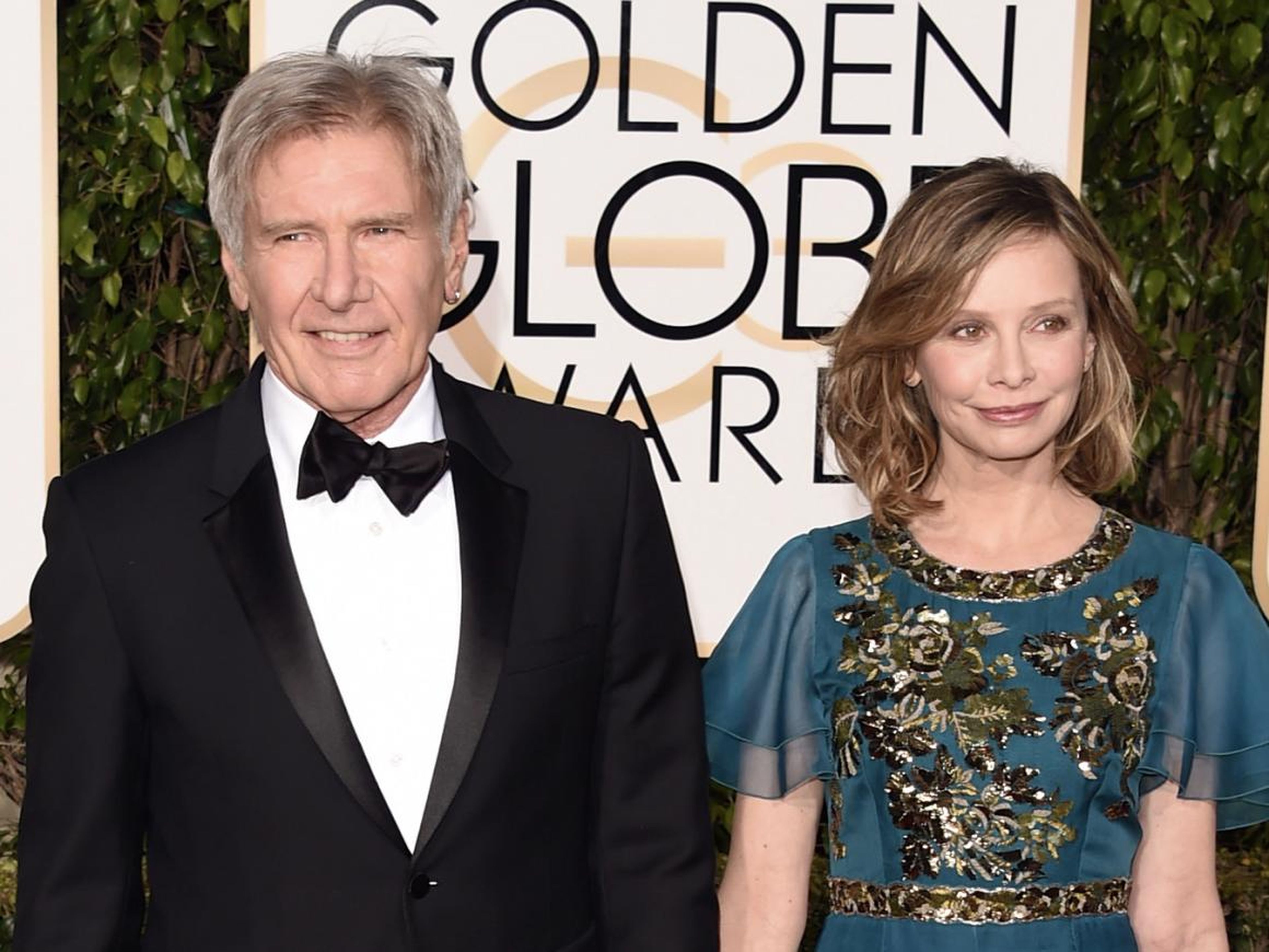 Harrison Ford y Calista Flockhart en los Golden Globe 2016.