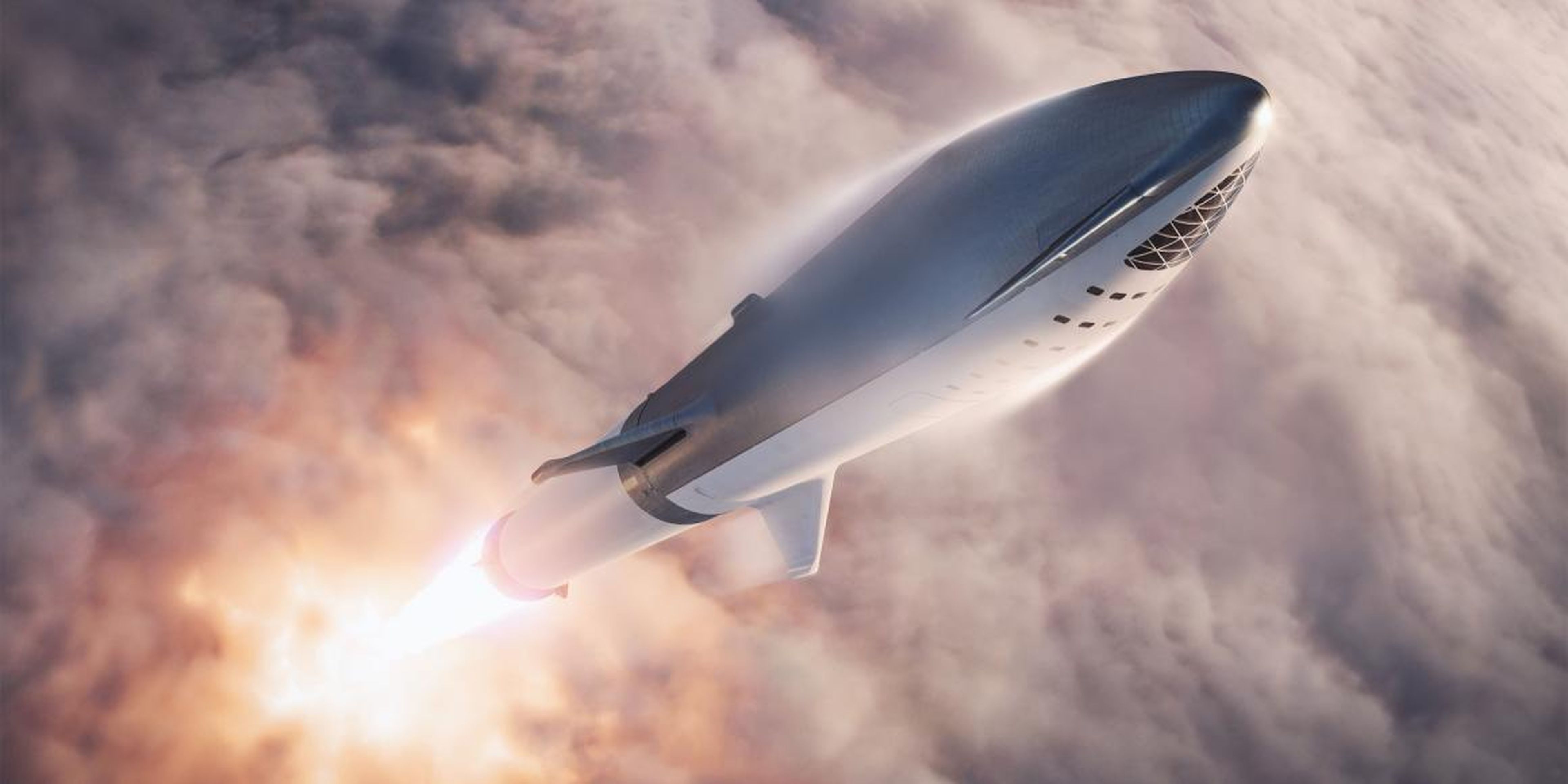 Ilustración del cohete Big Falcon de SpaceX.