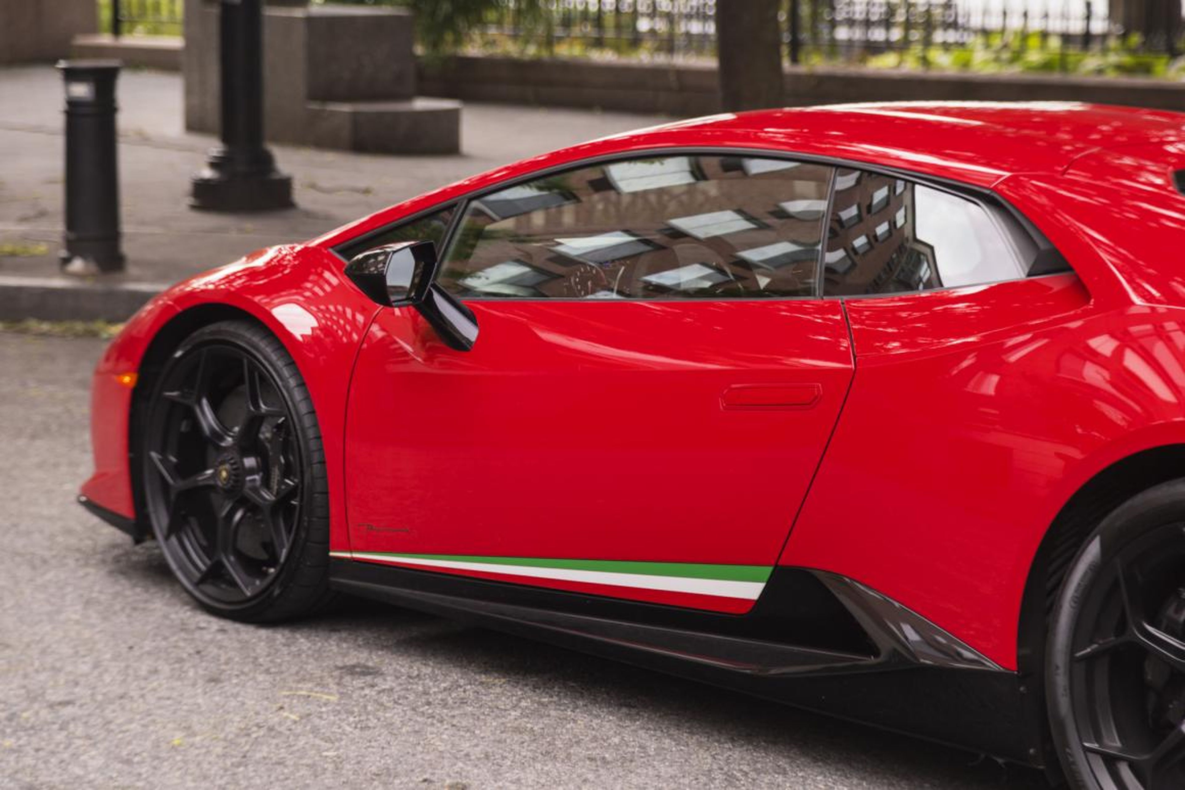 The Italian-colors detail is flamboyant, and for me, maybe overkill. But it's certainly fun, and this Lambo does hail from Bologna. Our tester started at about $274,000. A few extras took that to over $320,000. For example, a