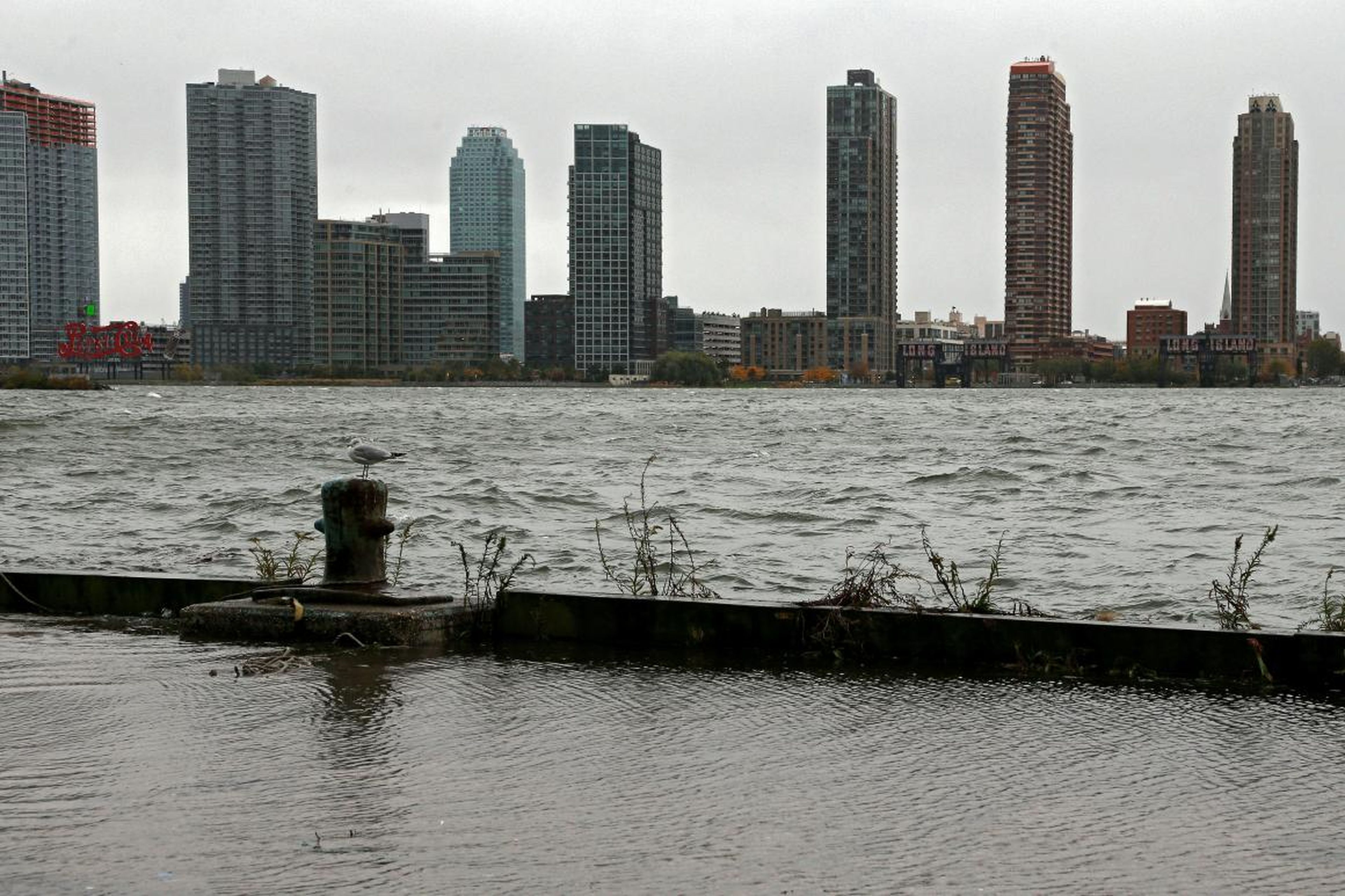 The Long Island City skyline during Hurricane Sandy.