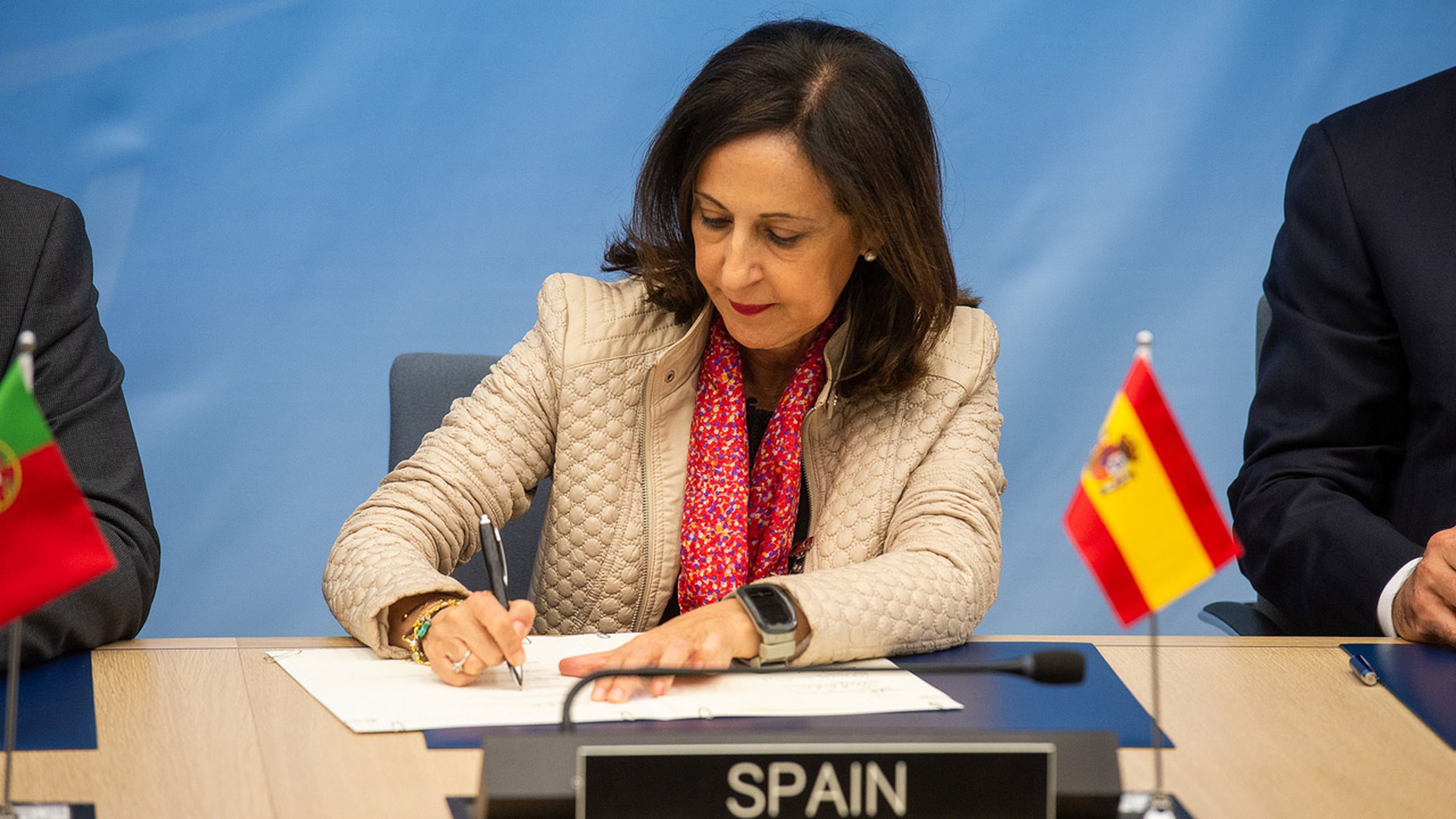 Margarita Robles, ministra de Defensa de España en el Ejecutivo de Pedro Sánchez, en una cumbre de la OTAN.