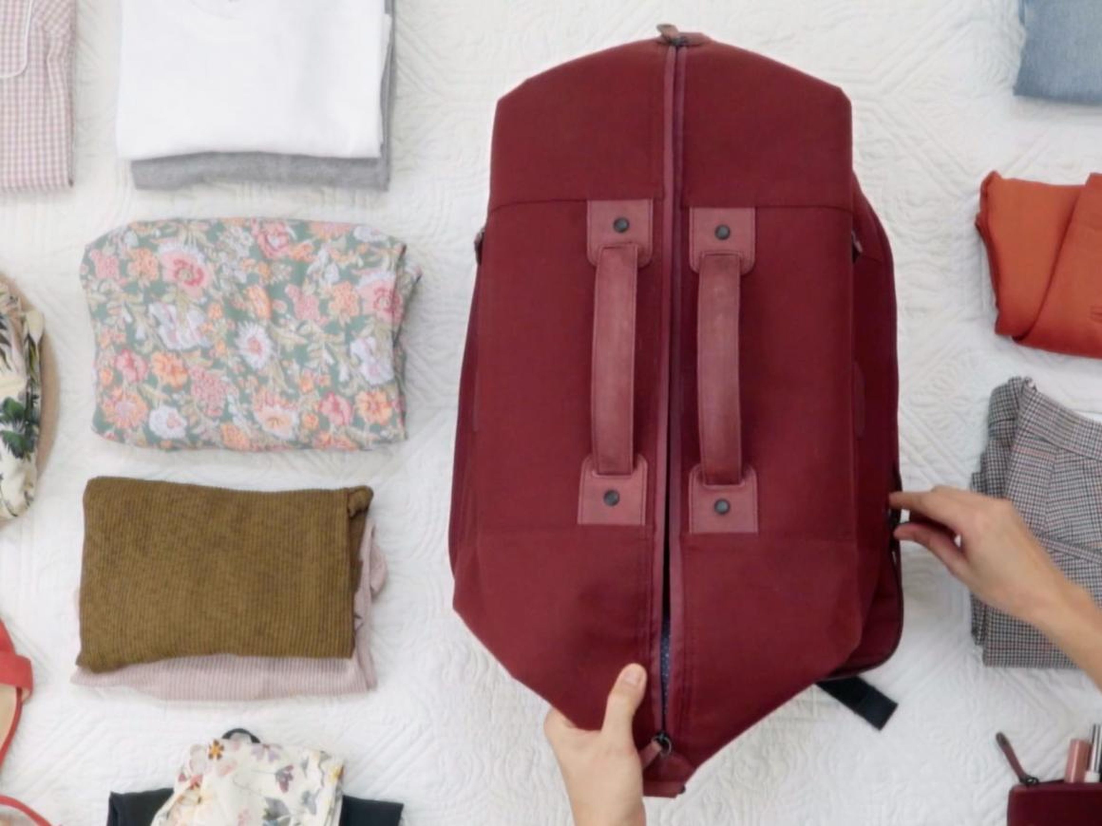 Most airlines' policies allow only one carry-on bag and one personal item. Wool & Oak's bag is designed to let travelers carry just one piece of luggage onto the plane. "I haven't been caught yet," Webster said.