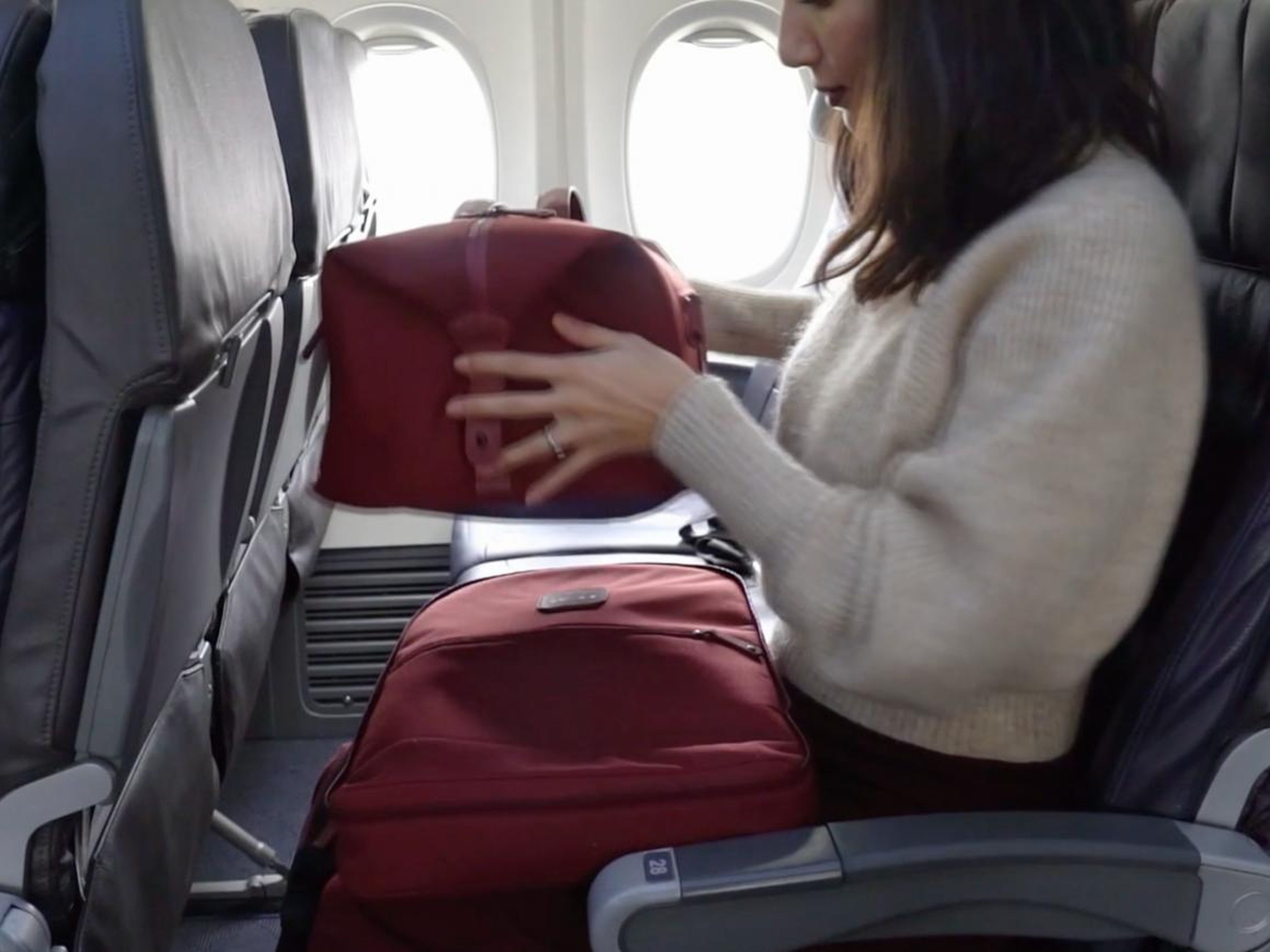 But once you're on a flight, Wool & Oak's bag handily unzips into two parts.