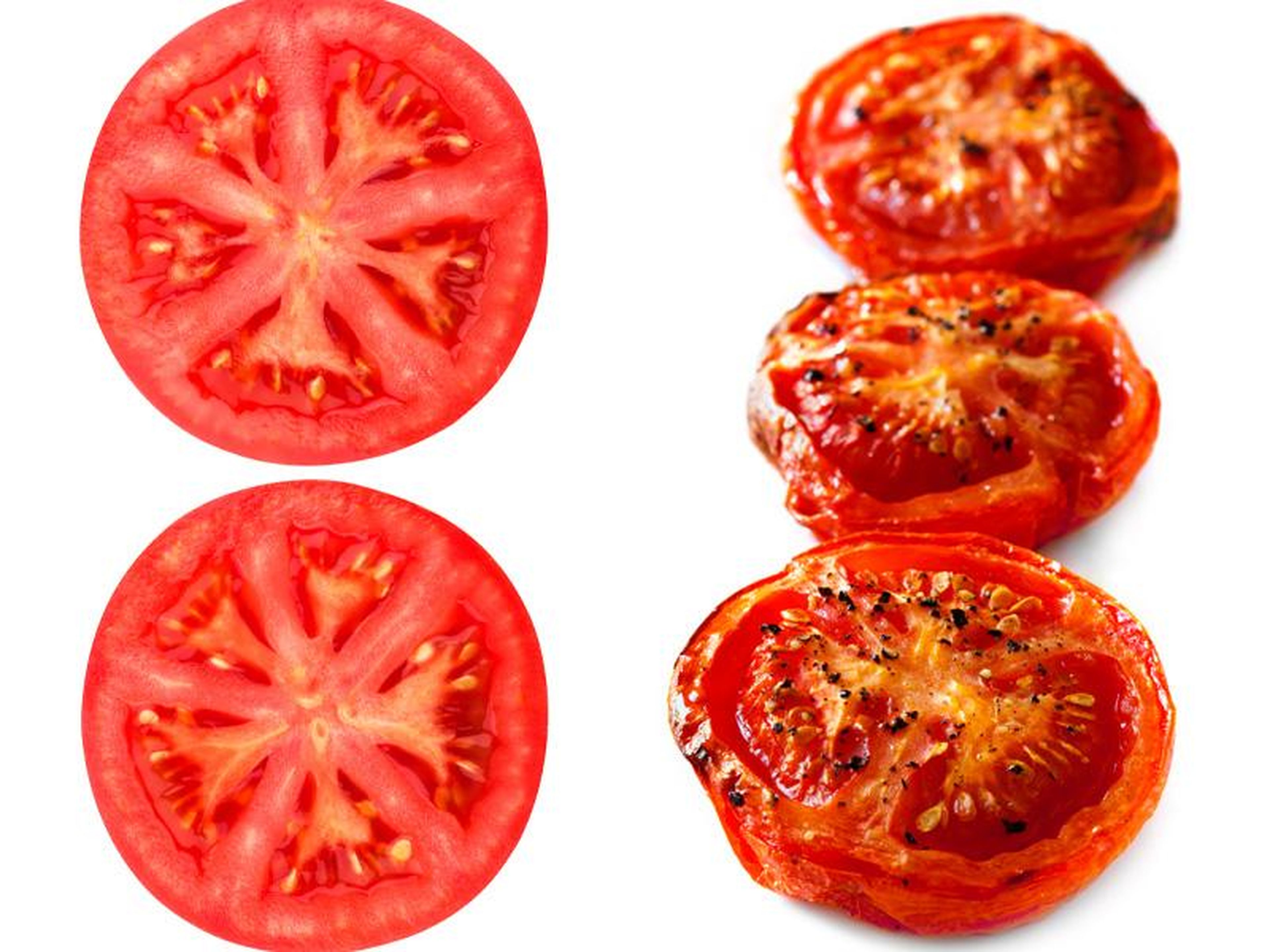 Los tomates crudos no son perjudiciales,pero algunos beneficios adicionales se añaden con los tomates cocidos.